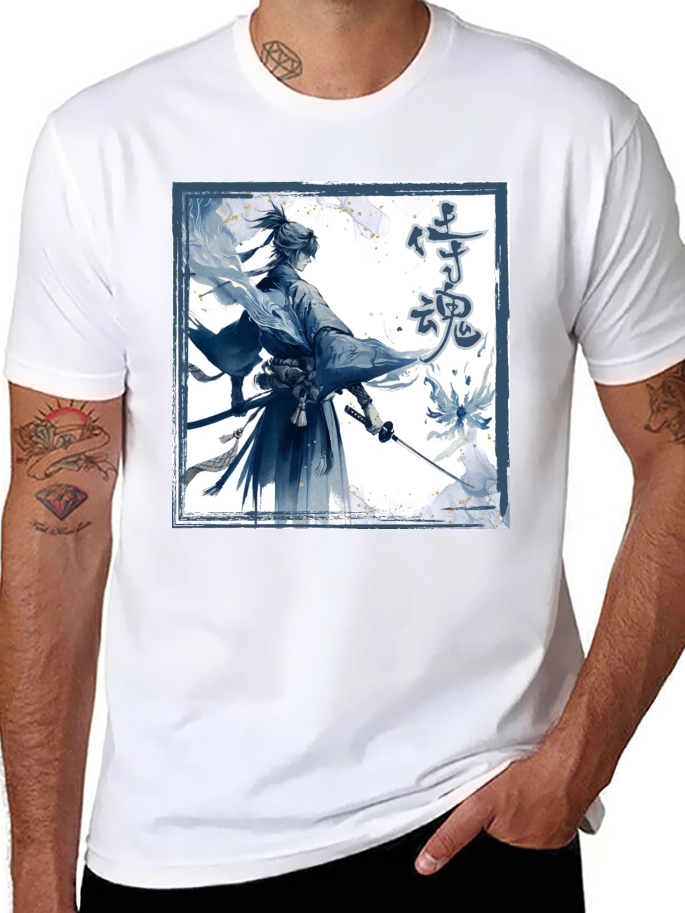 Samurai Spirit Graphic Tee - Mens Black T-Shirt