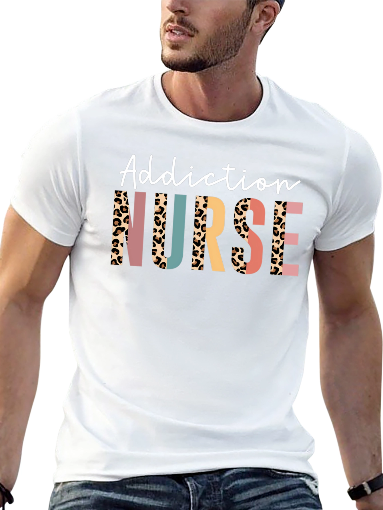 Addiction Nurse Leopard Print T-Shirt