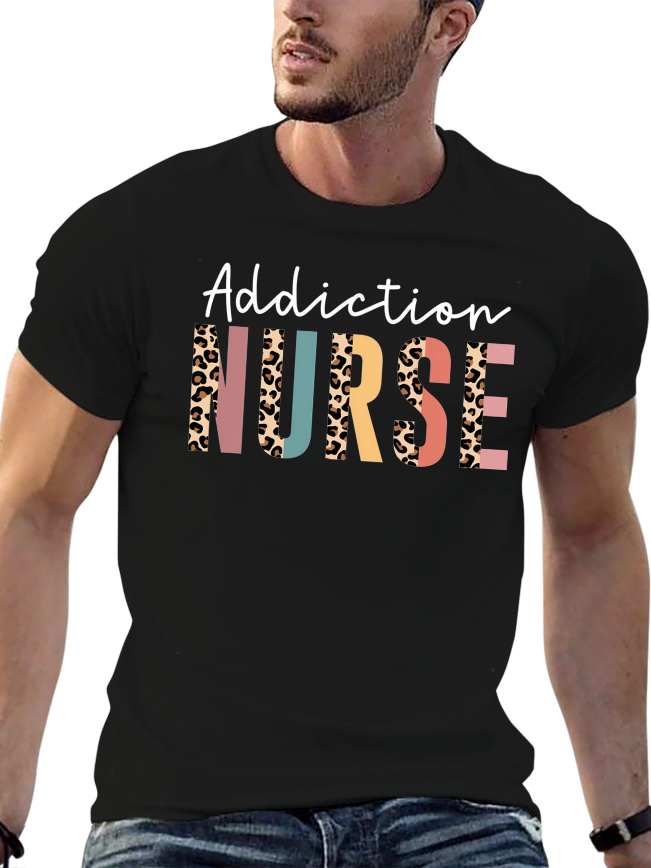 Addiction Nurse Leopard Print T-Shirt