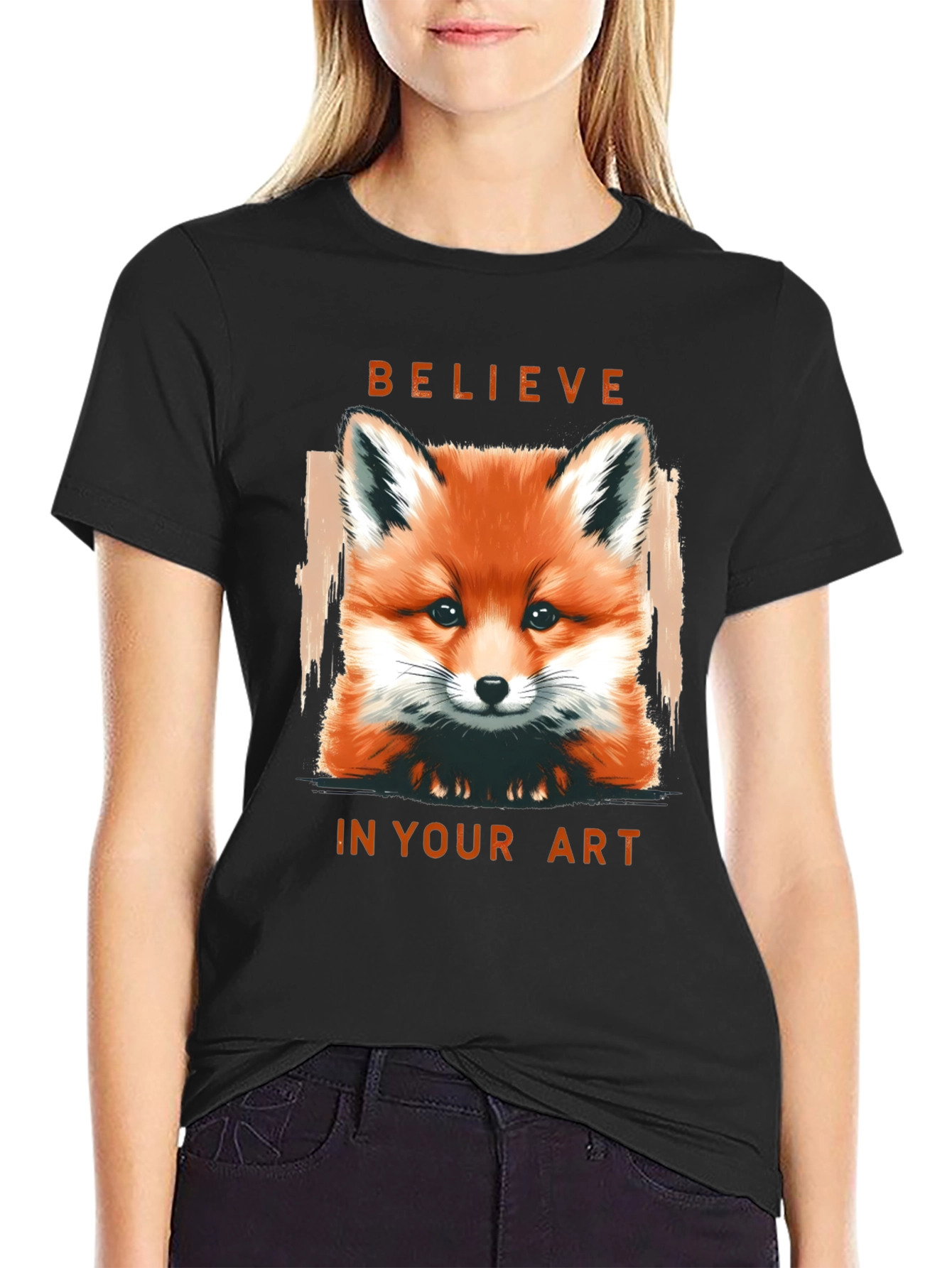 Believe in Your Art Fox Graphic T-Shirt