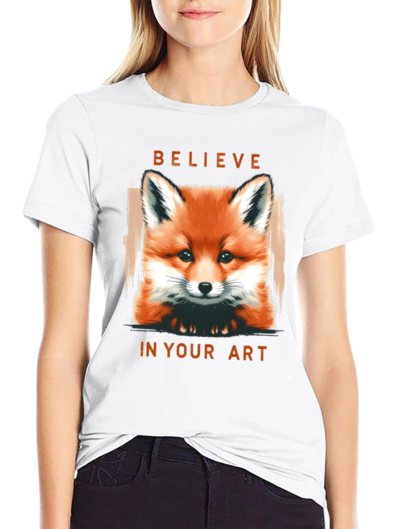 Believe in Your Art Fox Graphic T-Shirt