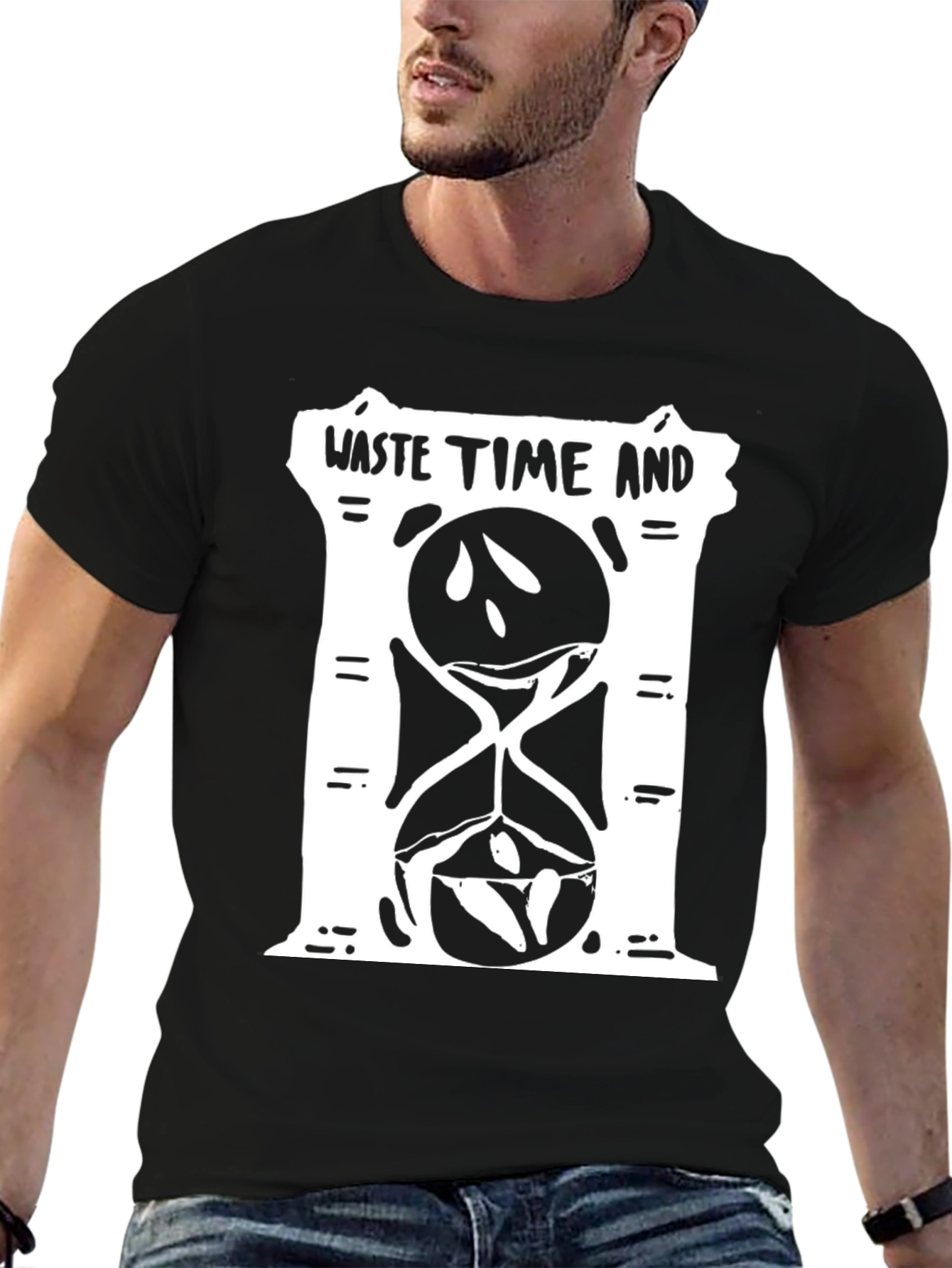 Waste Time Hourglass Graphic Tee - Black