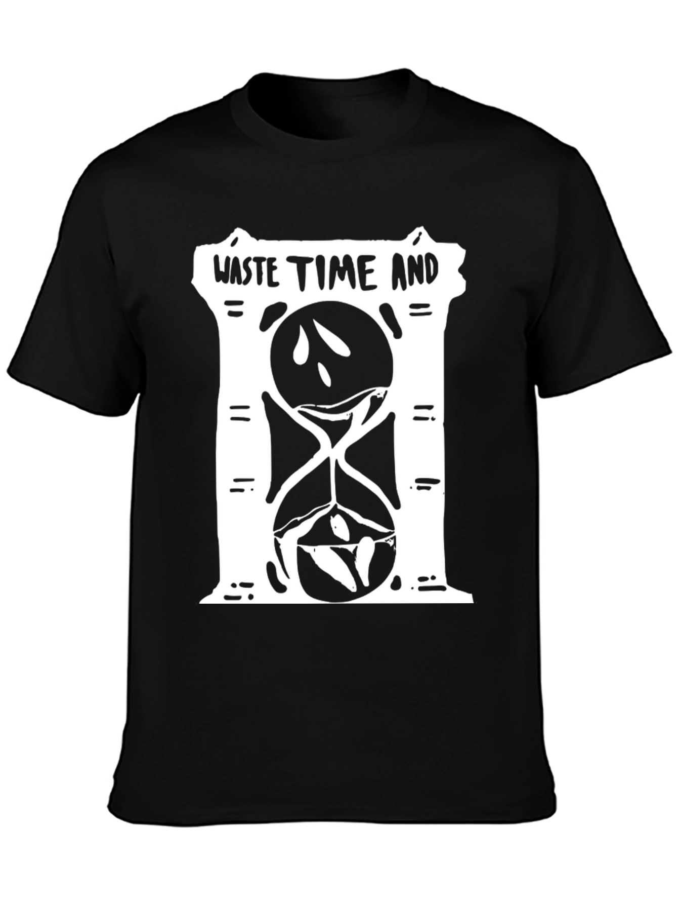 Waste Time Hourglass Graphic Tee - Black