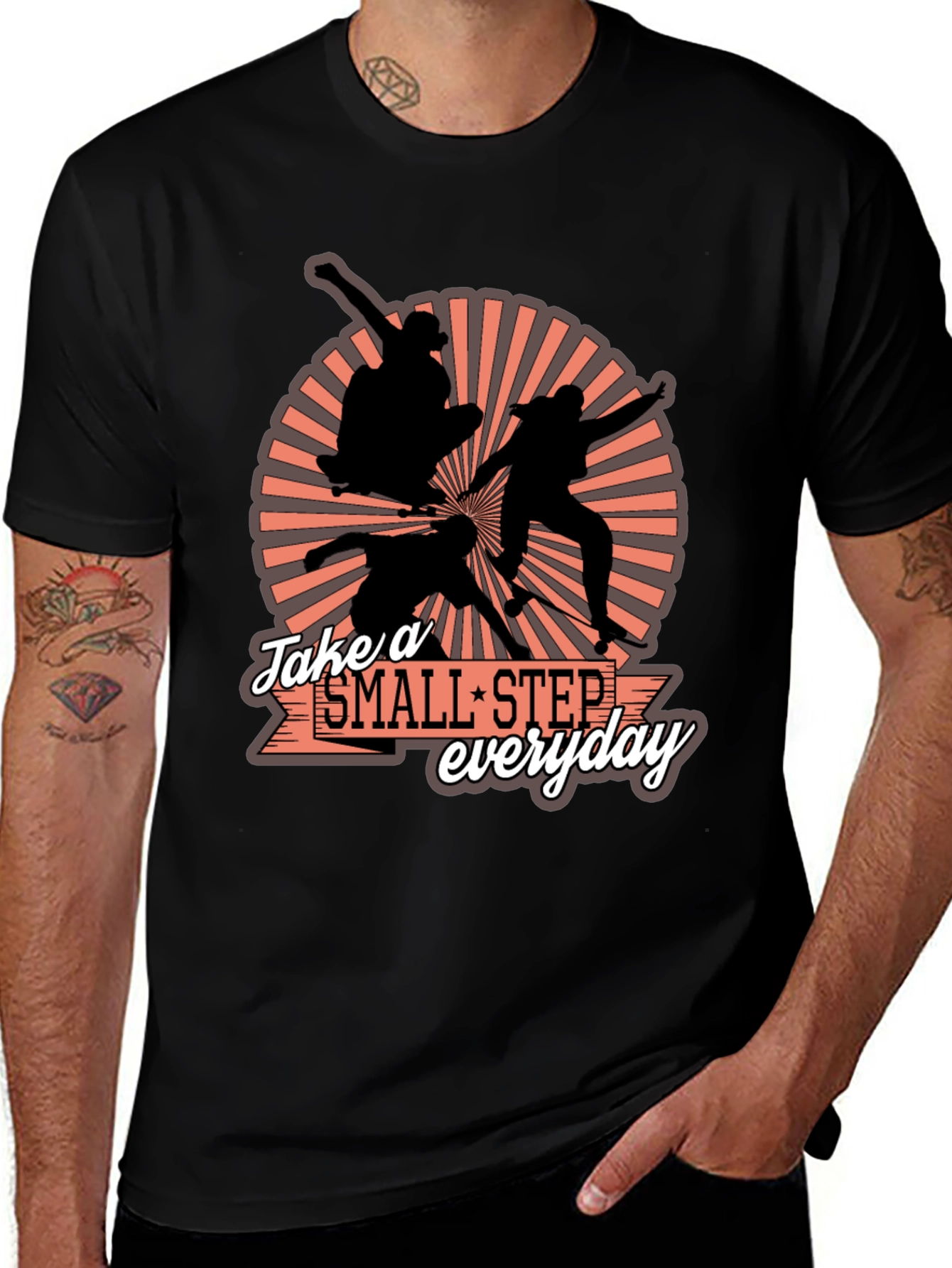 Skateboarder Silhouette T-Shirt - Take a Small Step Everyday