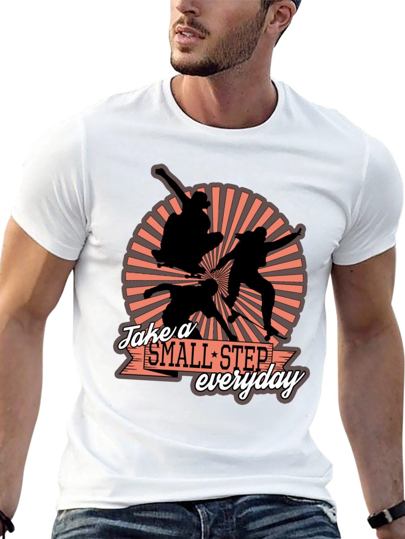 Skateboarder Silhouette T-Shirt - Take a Small Step Everyday