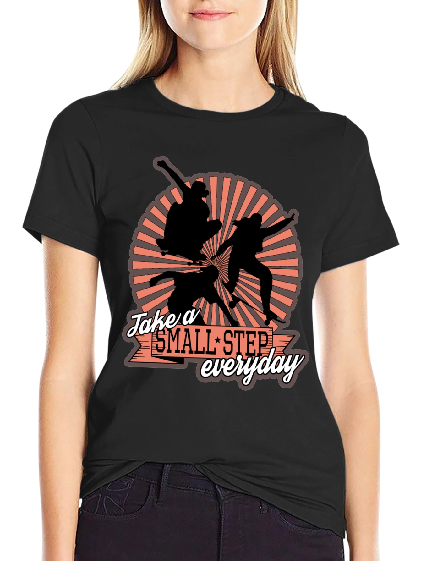 Skateboarder Silhouette T-Shirt - Take a Small Step Everyday