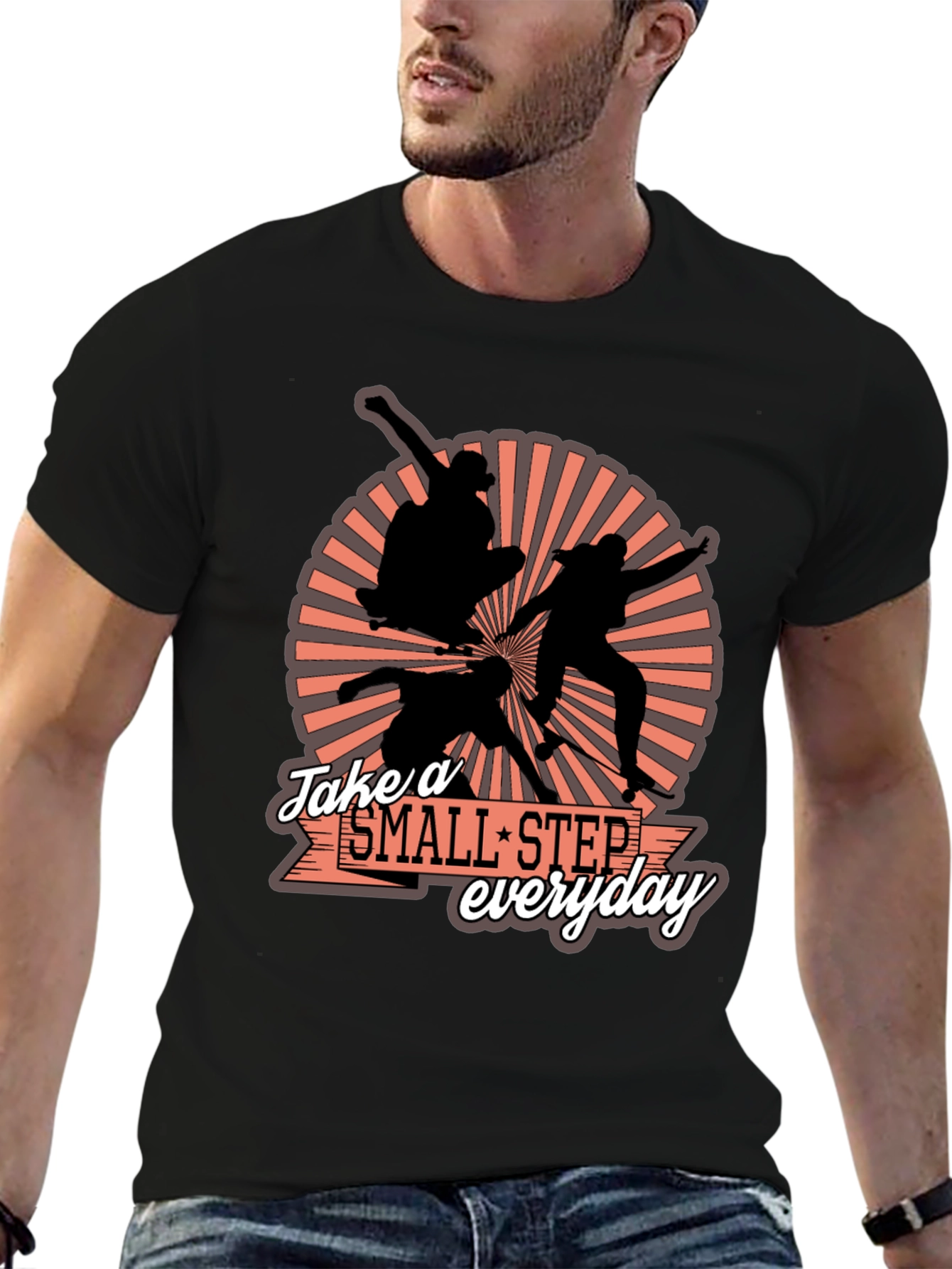 Skateboarder Silhouette T-Shirt - Take a Small Step Everyday