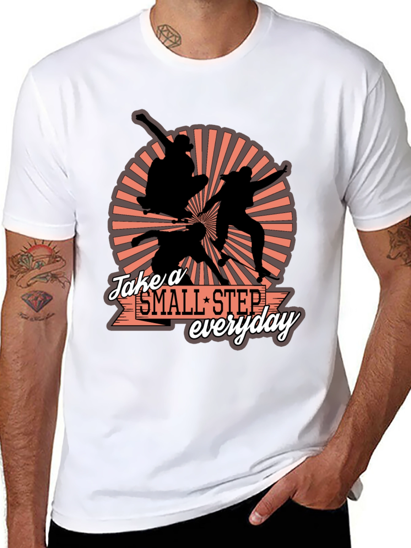 Skateboarder Silhouette T-Shirt - Take a Small Step Everyday