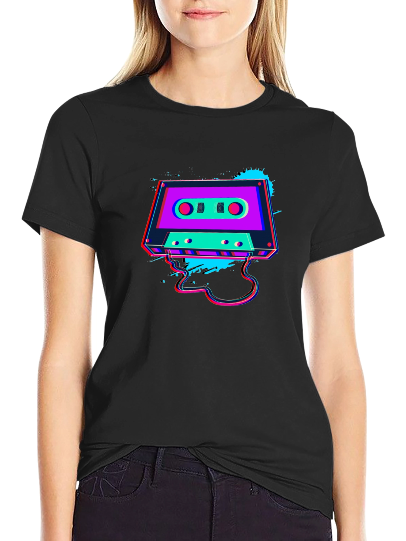 Retro Cassette Tape Graphic Black T-Shirt