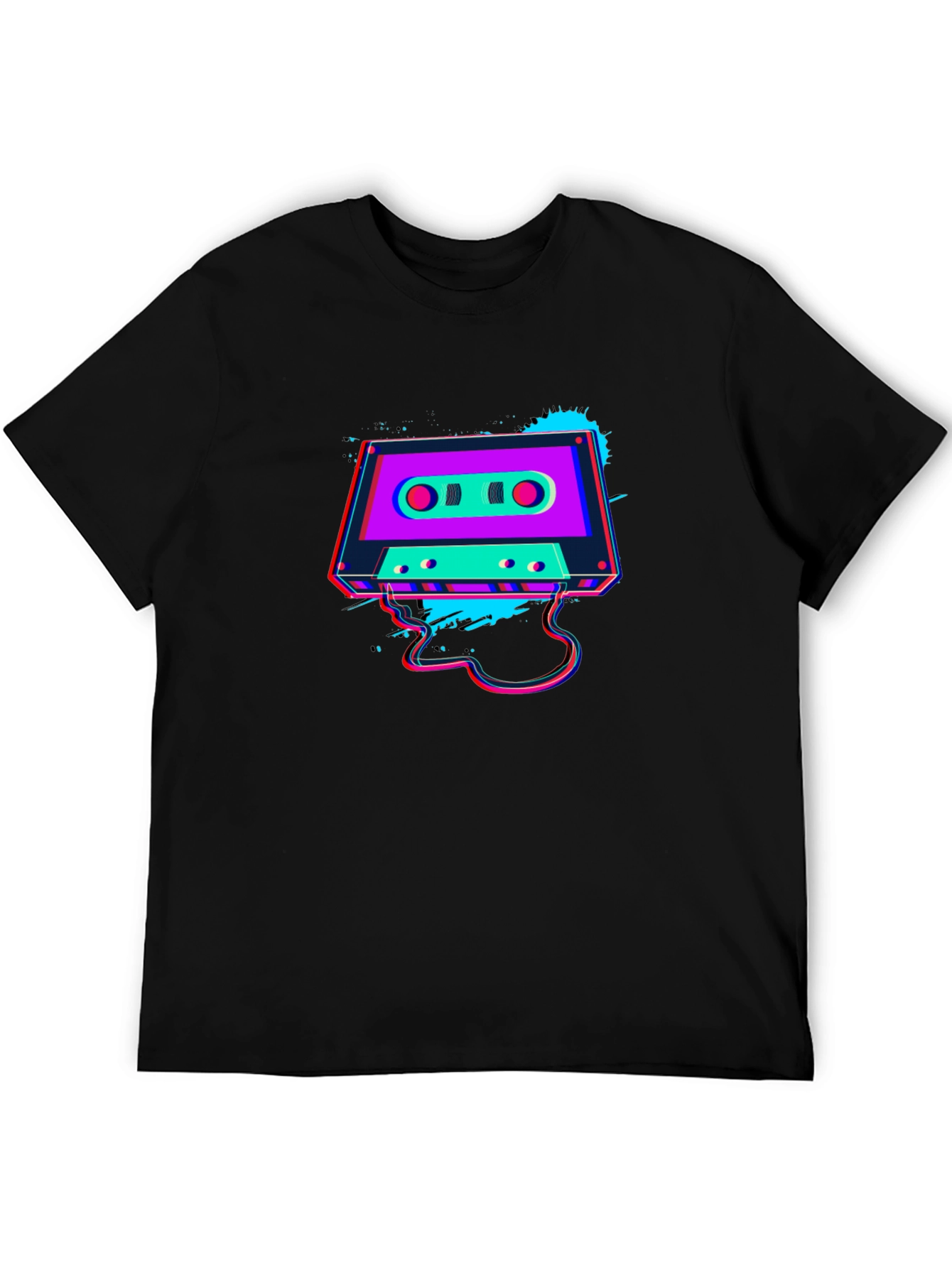 Retro Cassette Tape Graphic Black T-Shirt