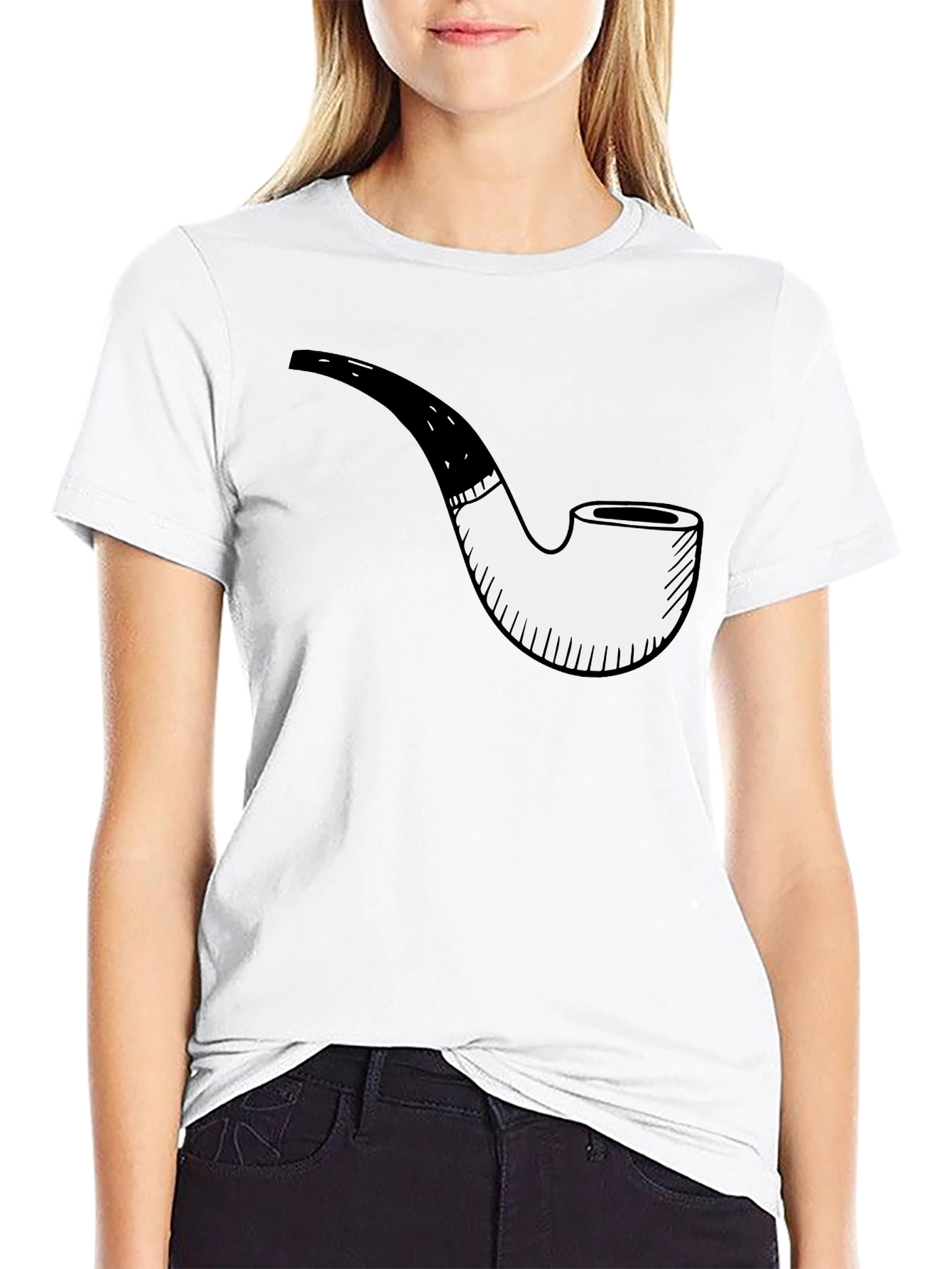 Smoking Pipe Graphic Tee - Black Casual Shirt