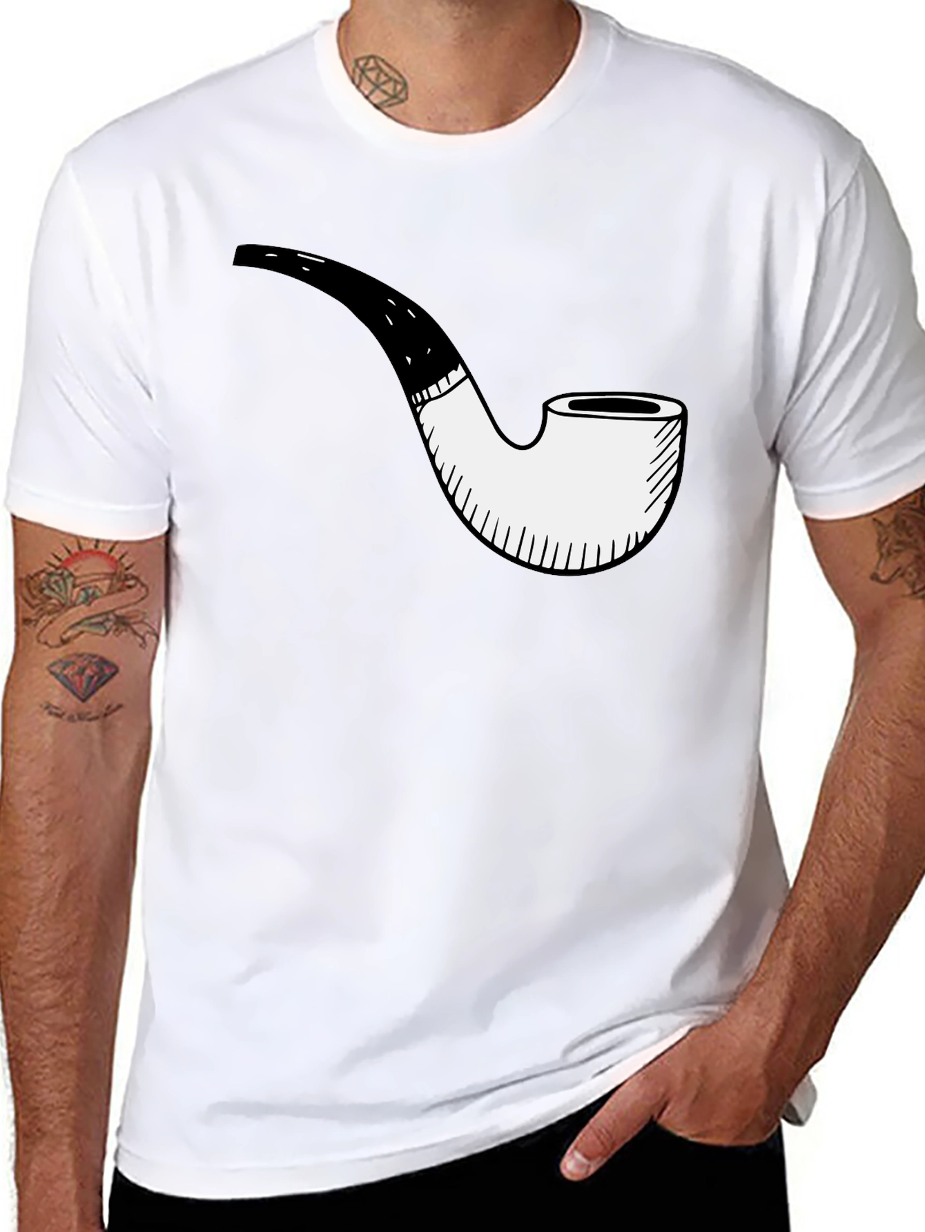 Smoking Pipe Graphic Tee - Black Casual Shirt