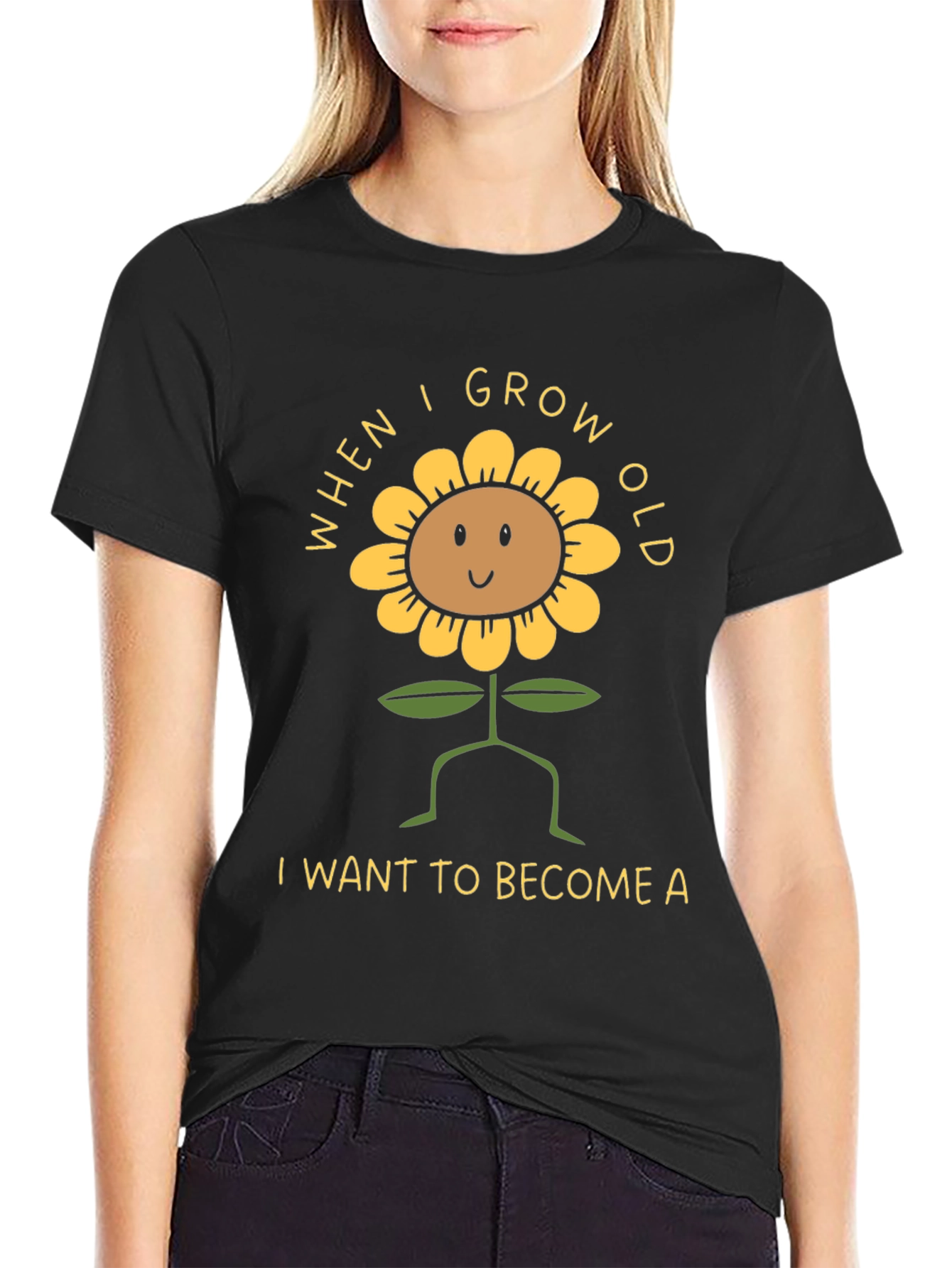 Sunflower Graphic Tee - When I Grow Old T-Shirt