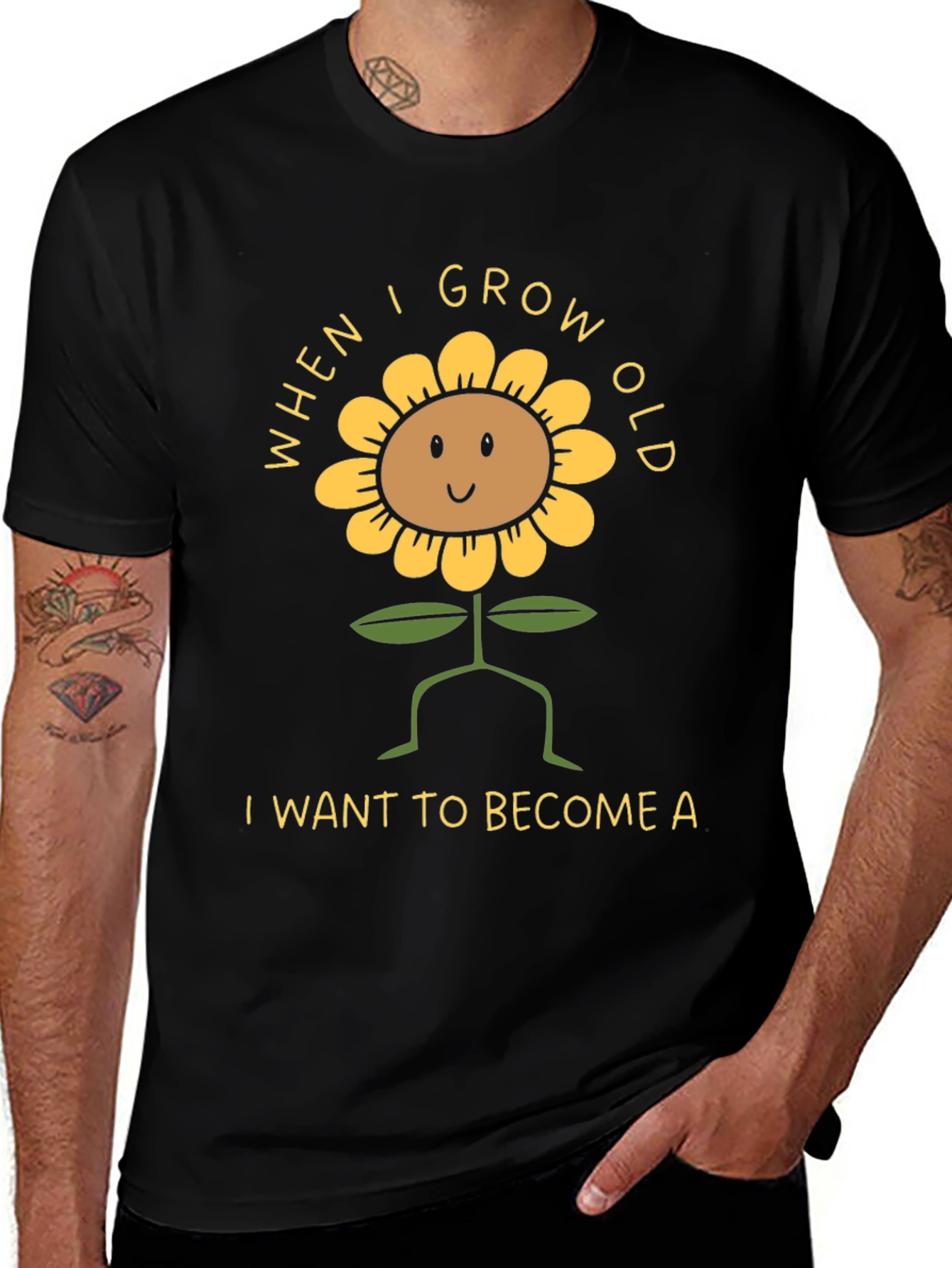 Sunflower Graphic Tee - When I Grow Old T-Shirt