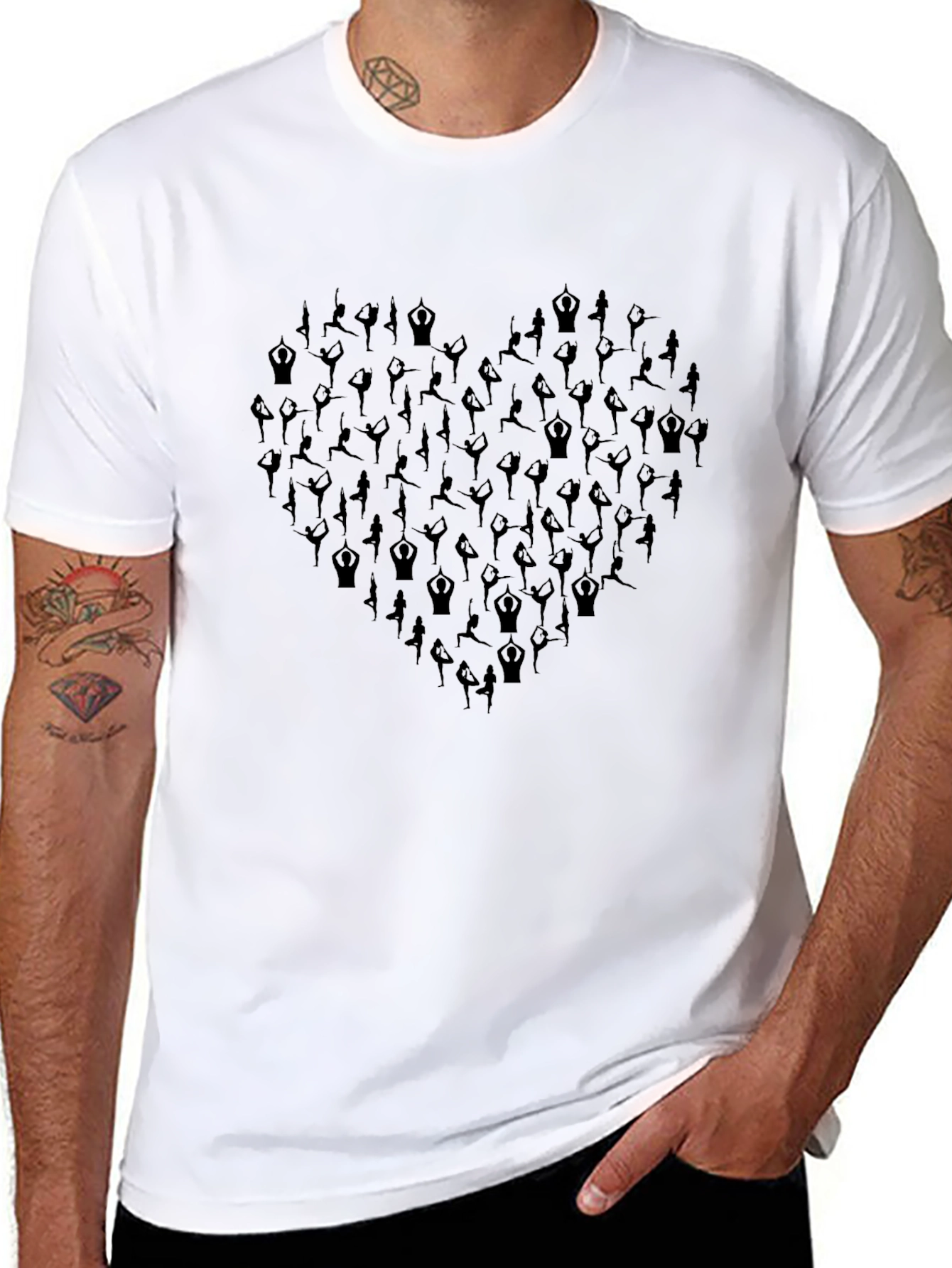 Yoga Heart Graphic T-Shirt - Black Casual Tee