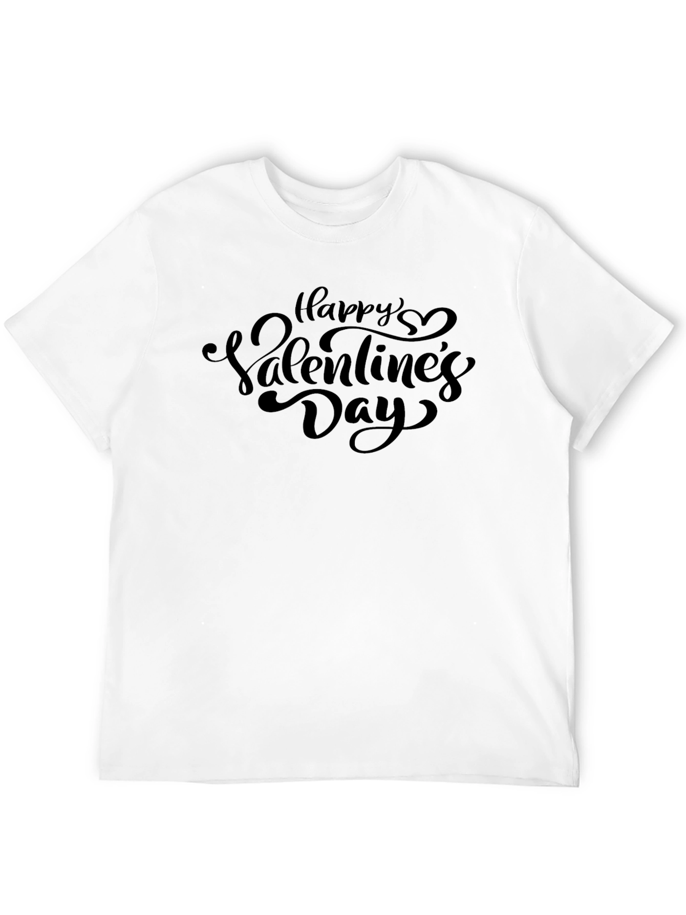 Happy Valentines Day Black Graphic T-Shirt