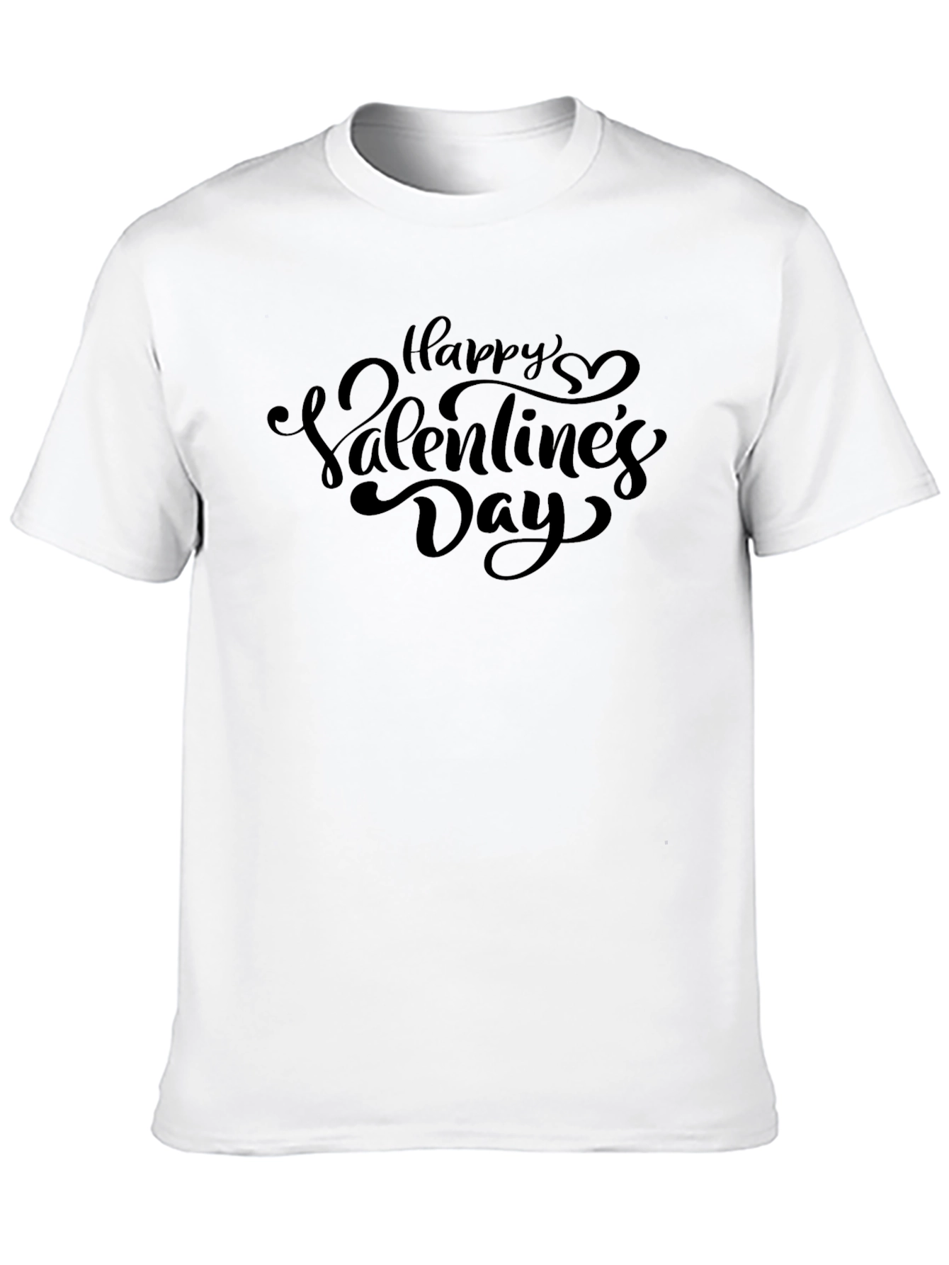 Happy Valentines Day Black Graphic T-Shirt