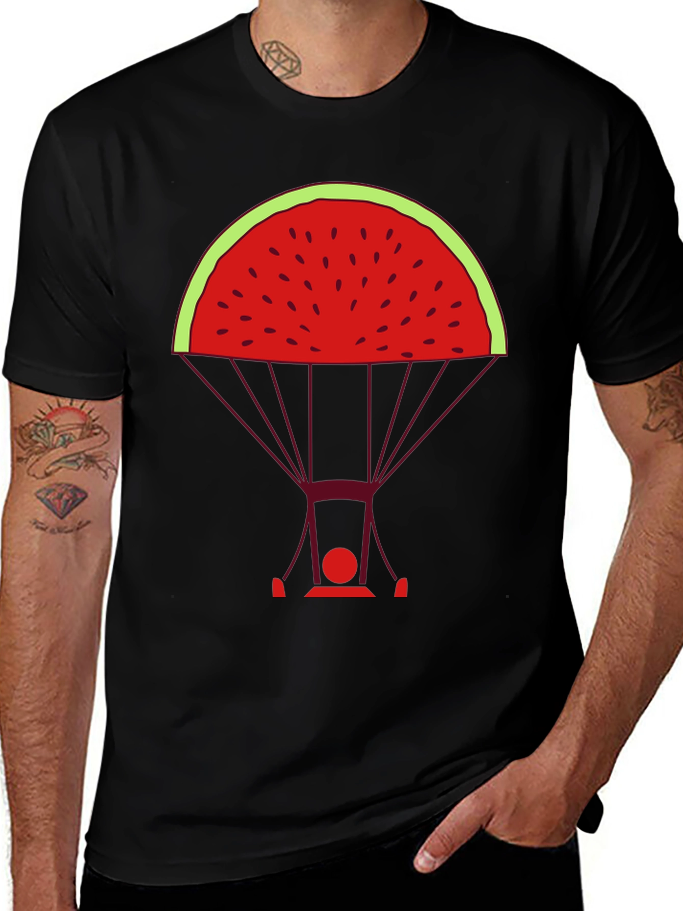 Watermelon Parachute Graphic Tee - Unique & Stylish