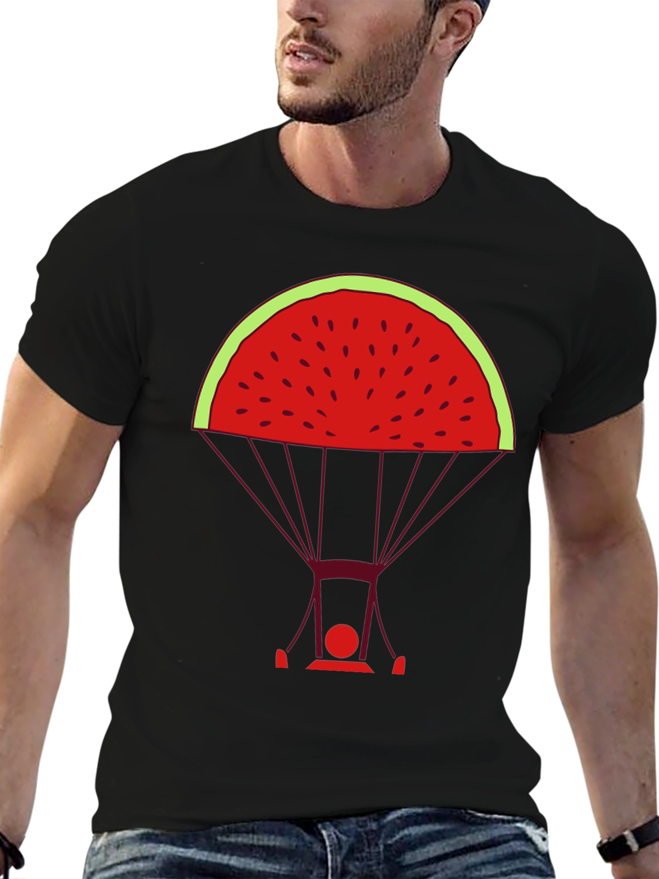 Watermelon Parachute Graphic Tee - Unique & Stylish