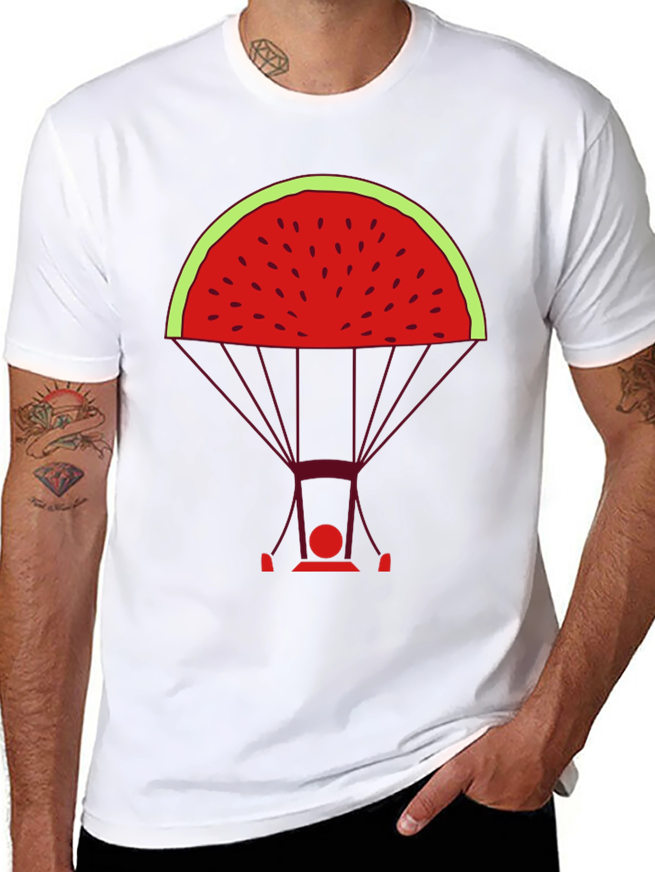 Watermelon Parachute Graphic Tee - Unique & Stylish