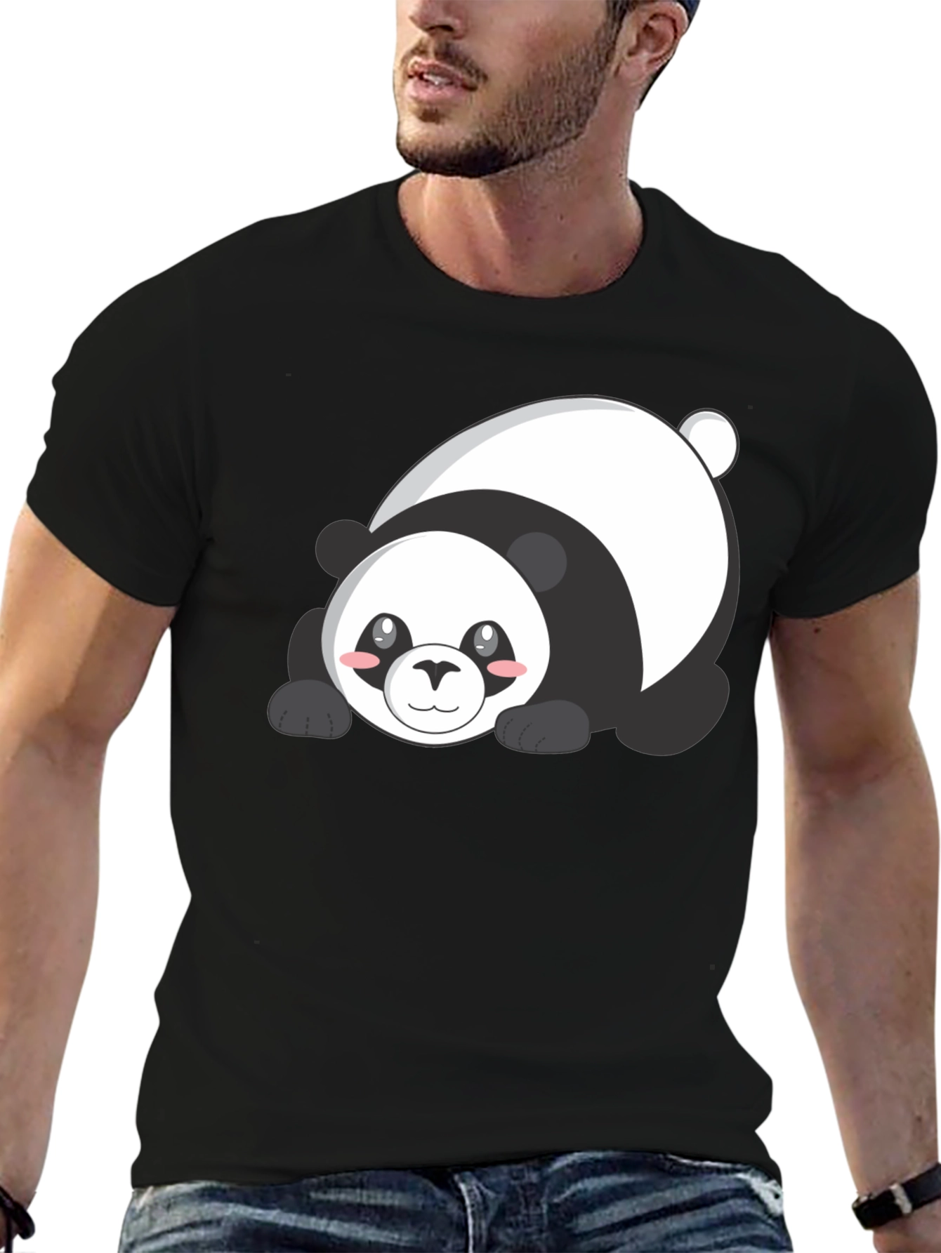 Cute Panda Graphic T-Shirt - Black