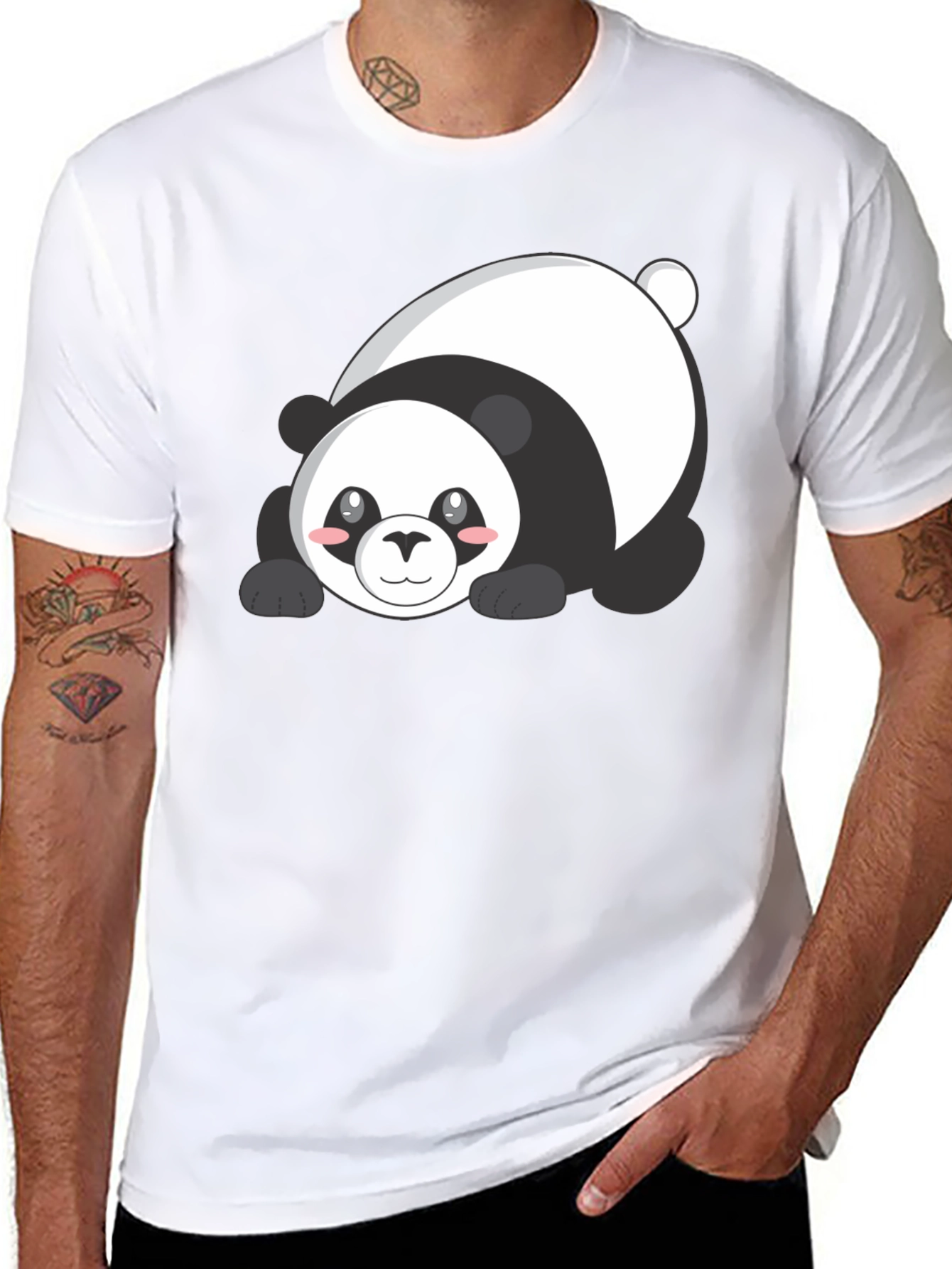 Cute Panda Graphic T-Shirt - Black