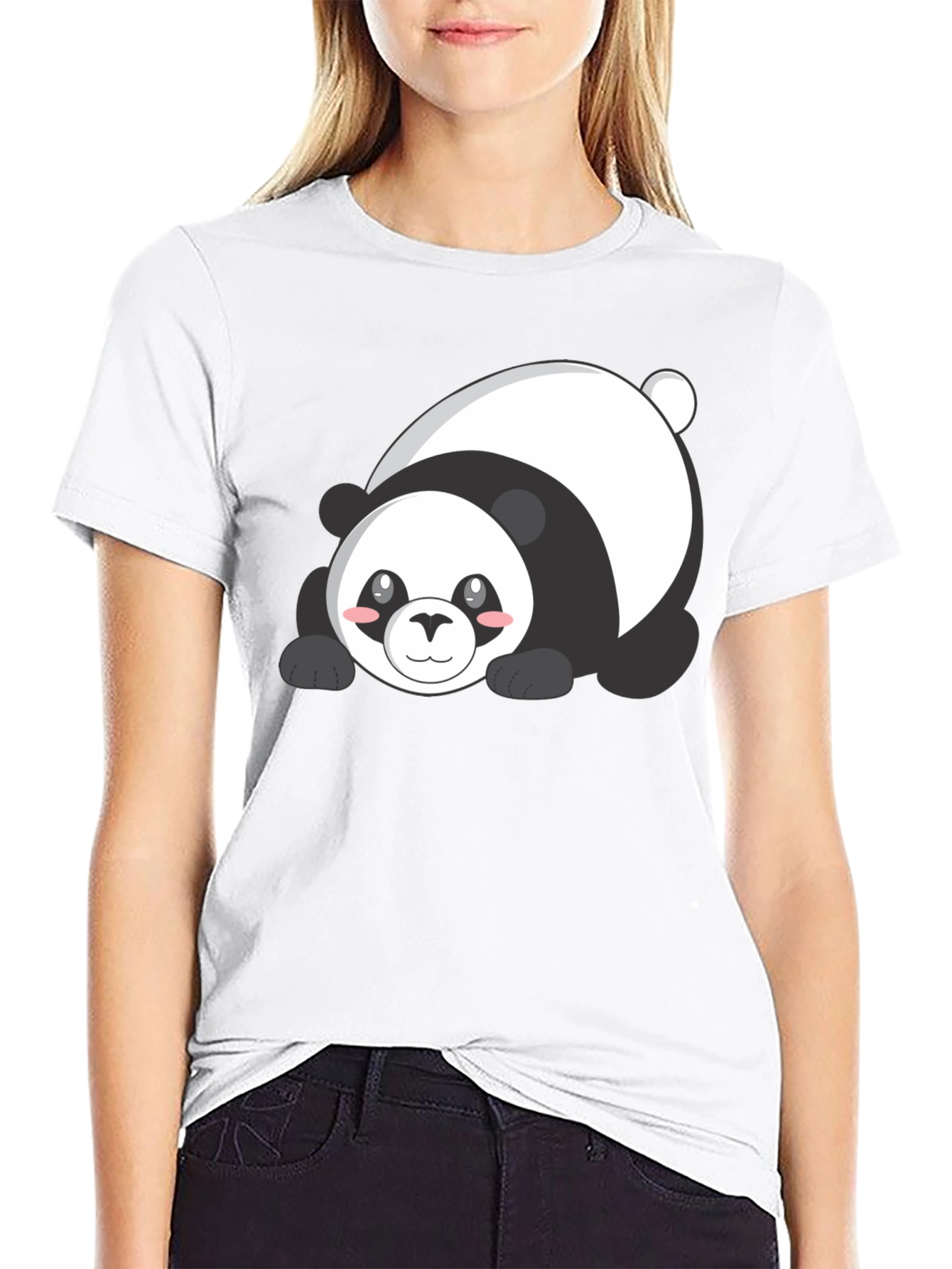Cute Panda Graphic T-Shirt - Black