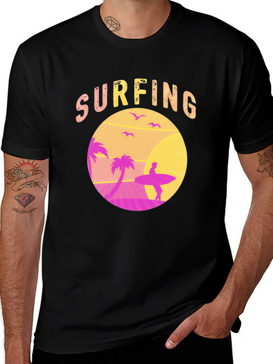 Surfing Sunset T-Shirt Tropical Beach Tee