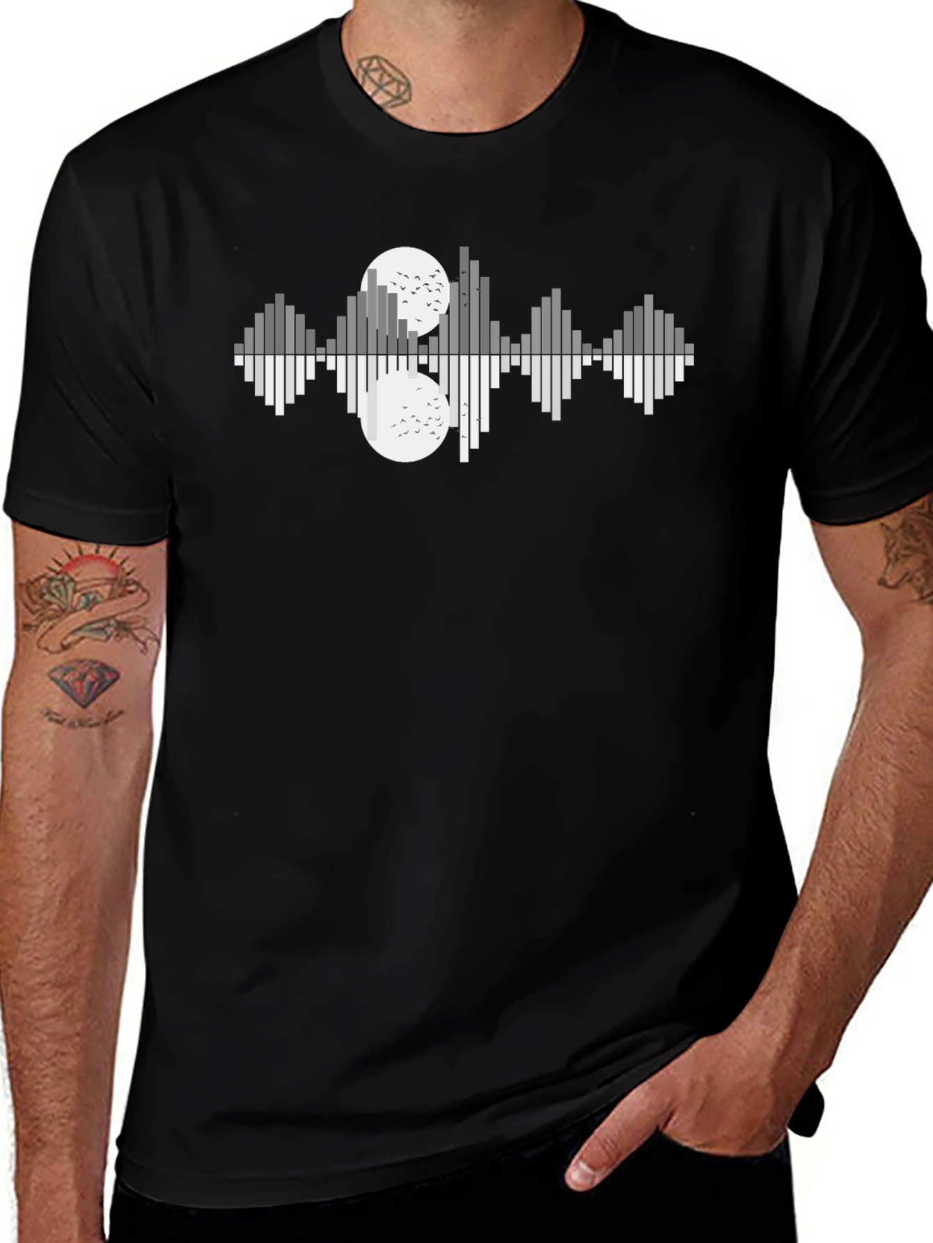 Modern Soundwave Reflective Graphic T-Shirt