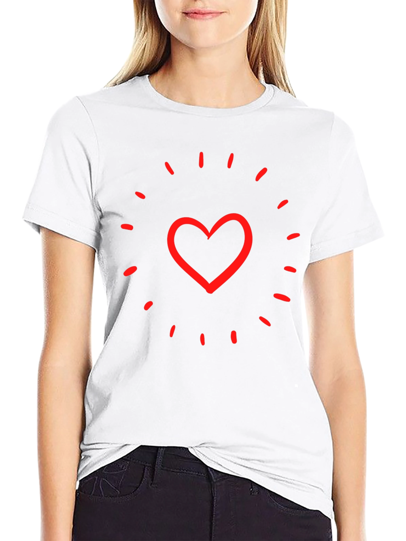 Heart Burst Graphic Tee - Black Cotton T-Shirt
