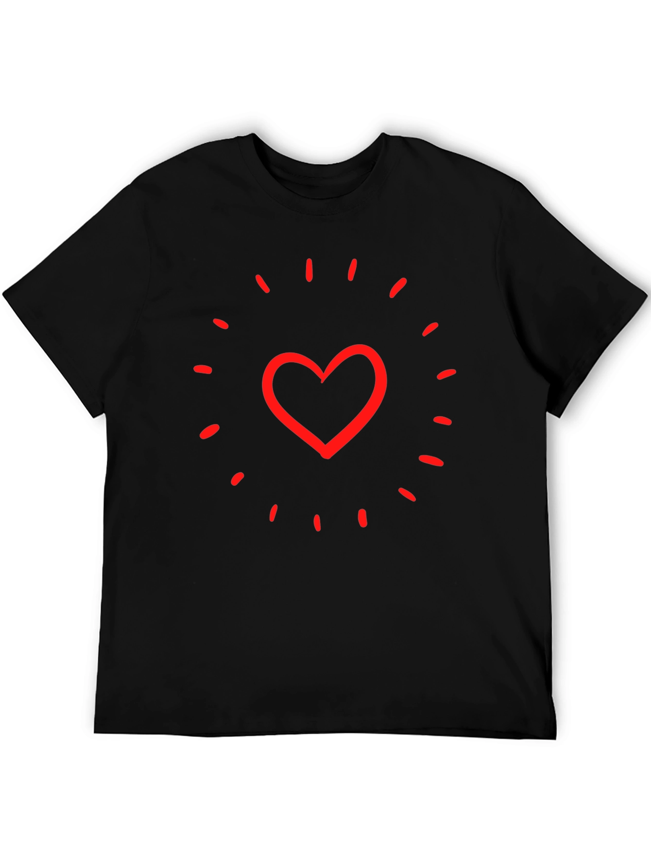 Heart Burst Graphic Tee - Black Cotton T-Shirt