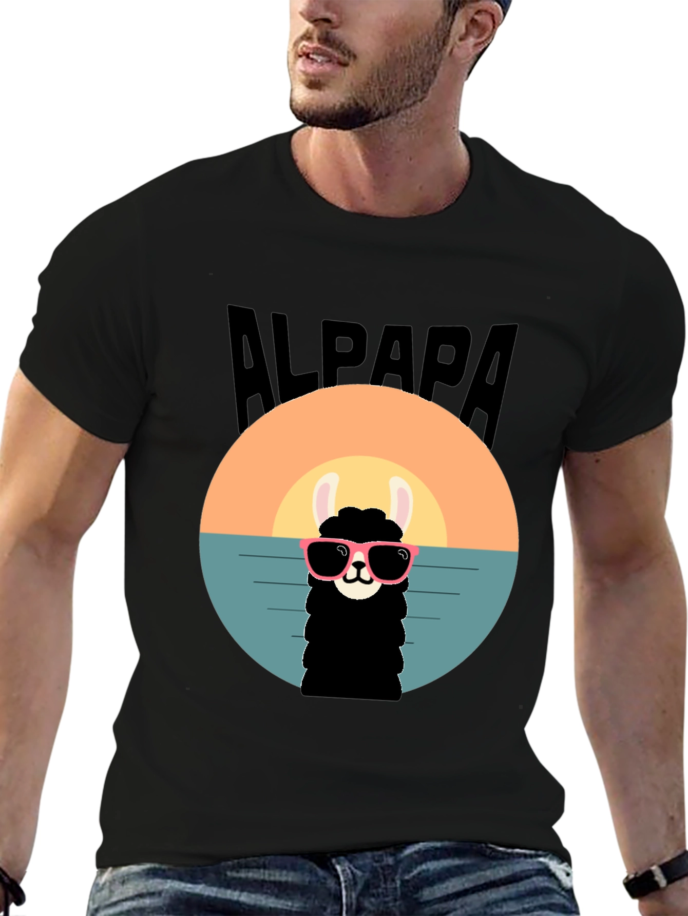 Cool Alpaca Sunset T-Shirt - Soft Cotton Tee