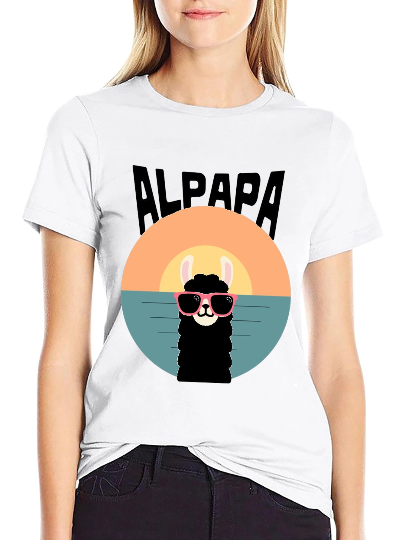 Cool Alpaca Sunset T-Shirt - Soft Cotton Tee
