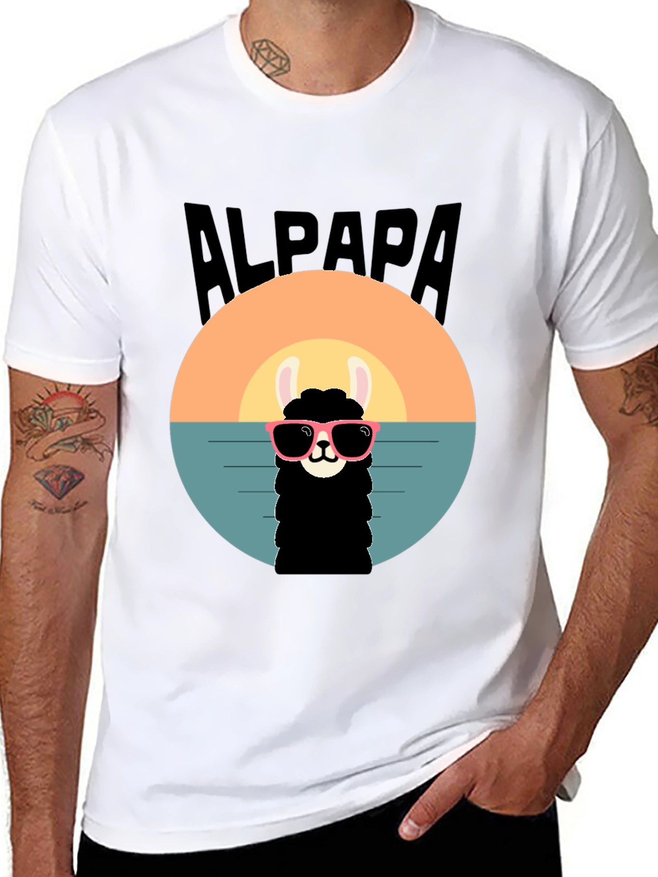 Cool Alpaca Sunset T-Shirt - Soft Cotton Tee