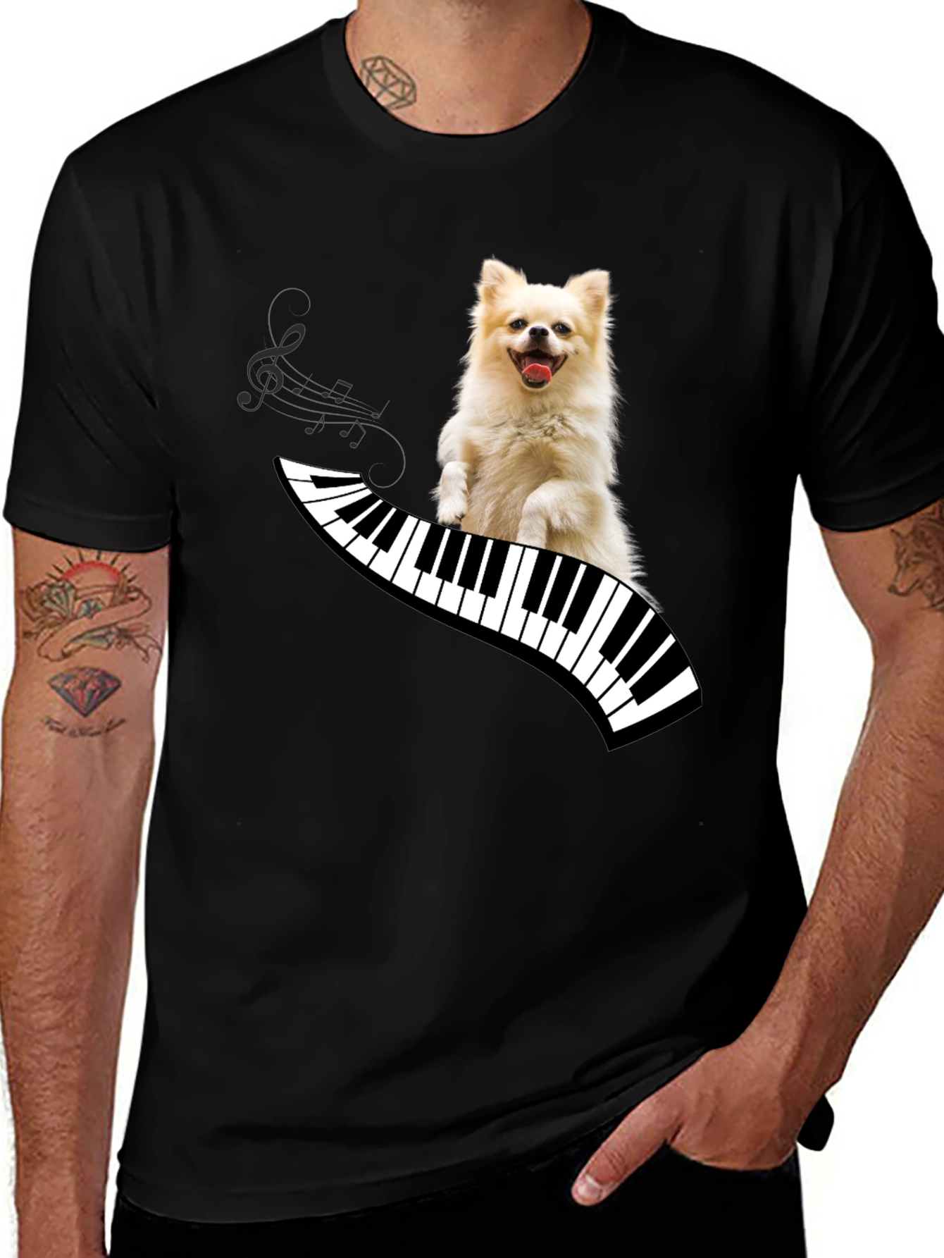 Dog Playing Piano T-Shirt - Unique Graphic Tee