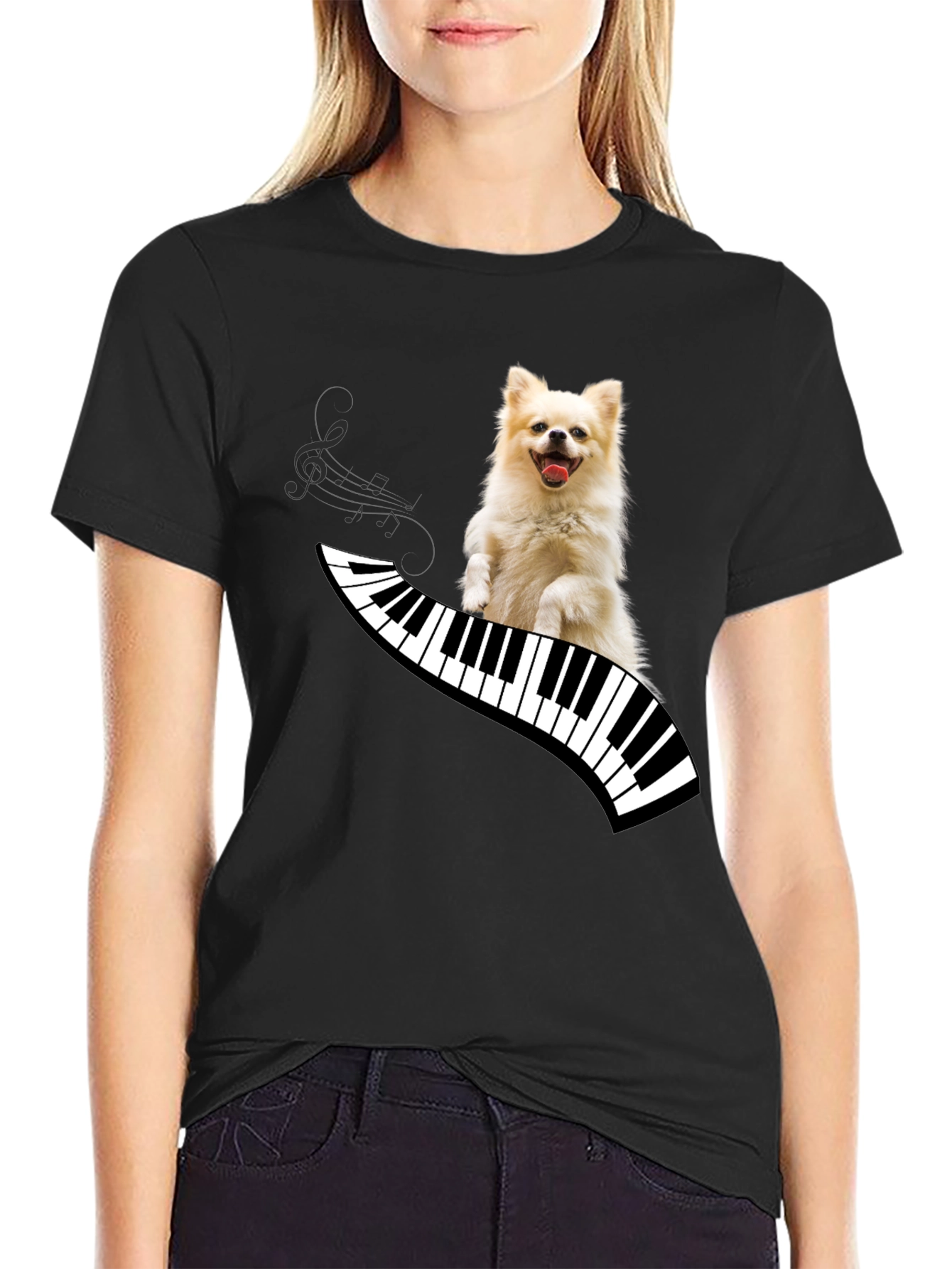 Dog Playing Piano T-Shirt - Unique Graphic Tee