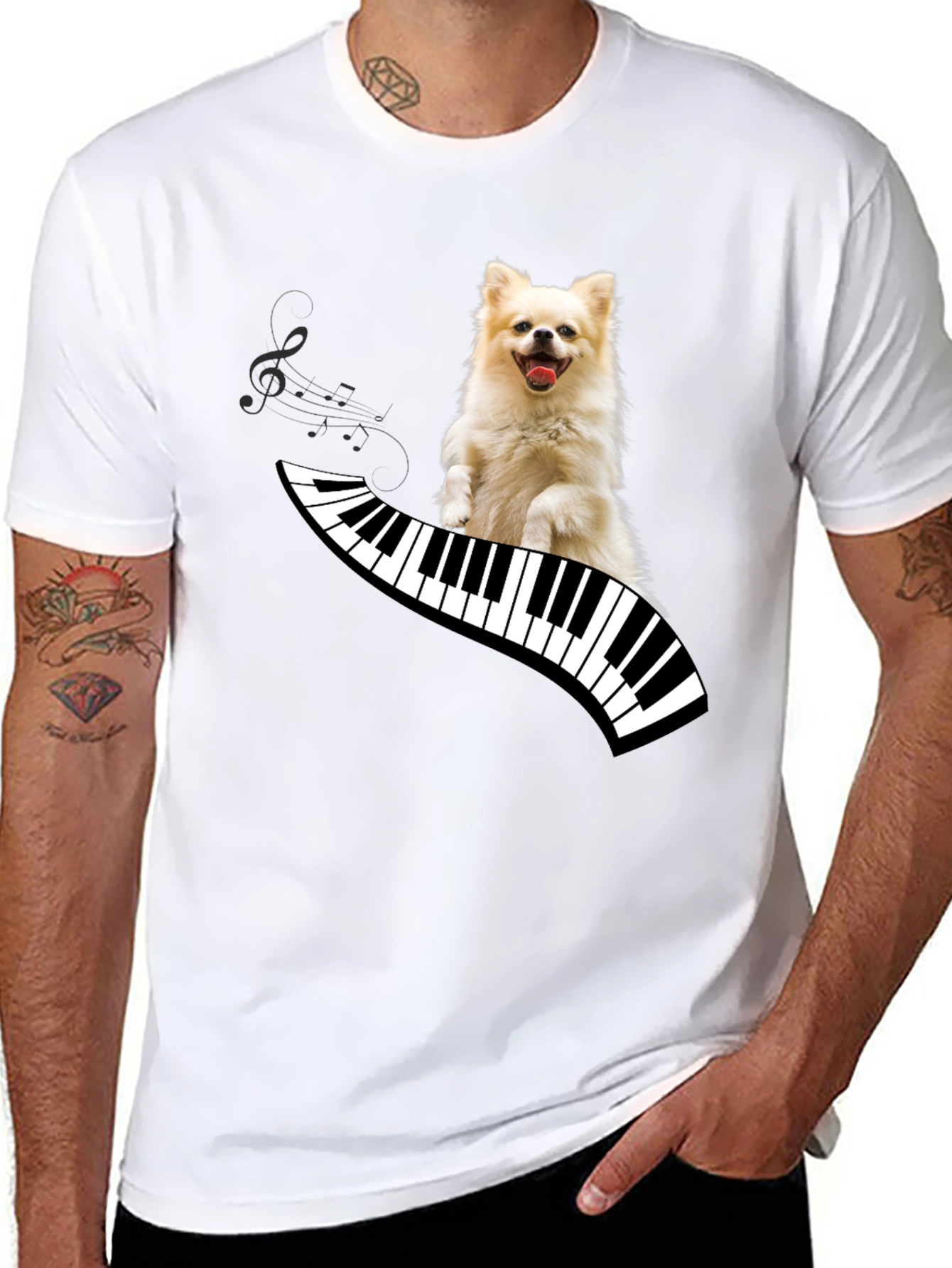 Dog Playing Piano T-Shirt - Unique Graphic Tee