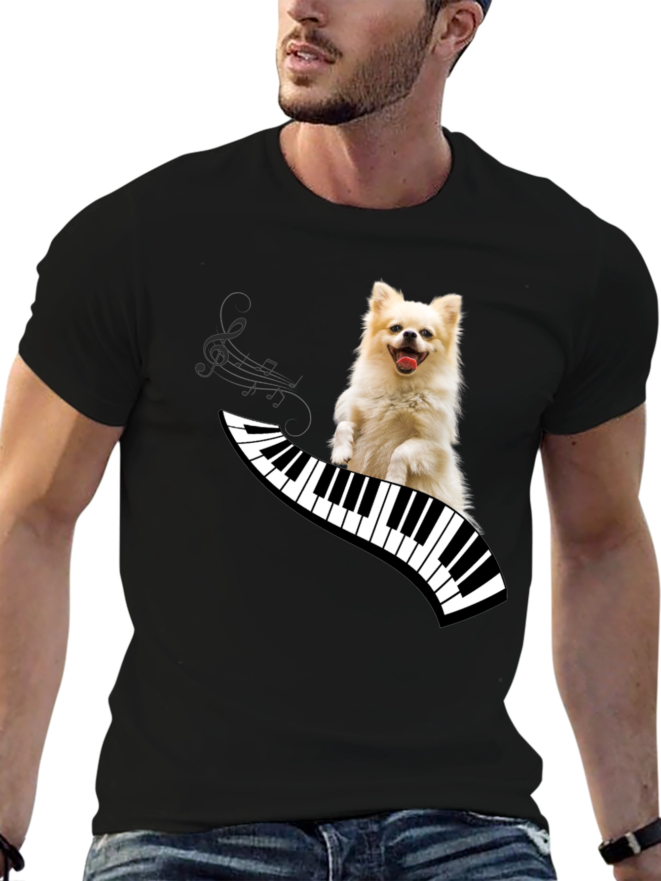 Dog Playing Piano T-Shirt - Unique Graphic Tee