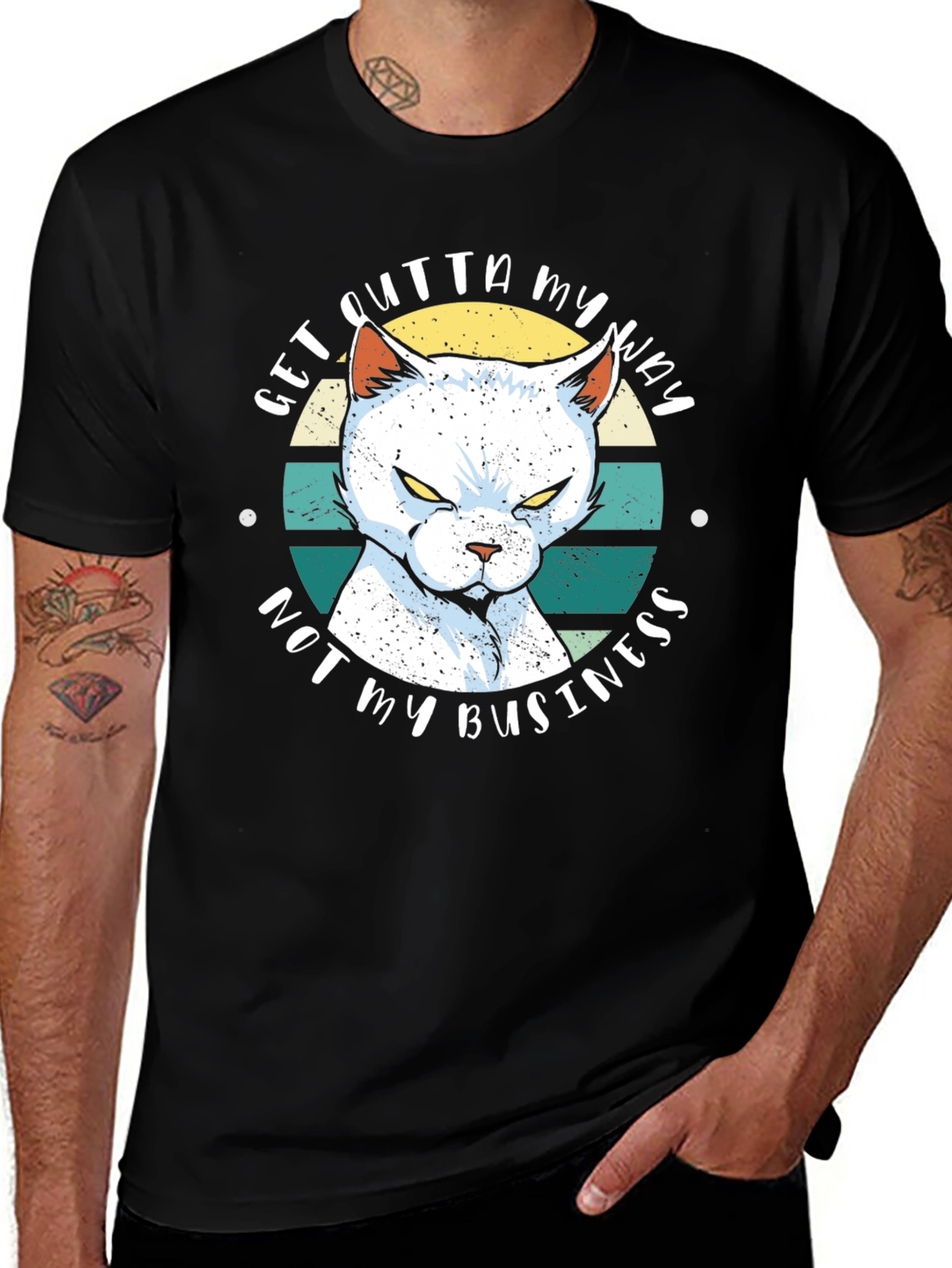 Sarcastic Cat Graphic T-Shirt - Get Outta My Way
