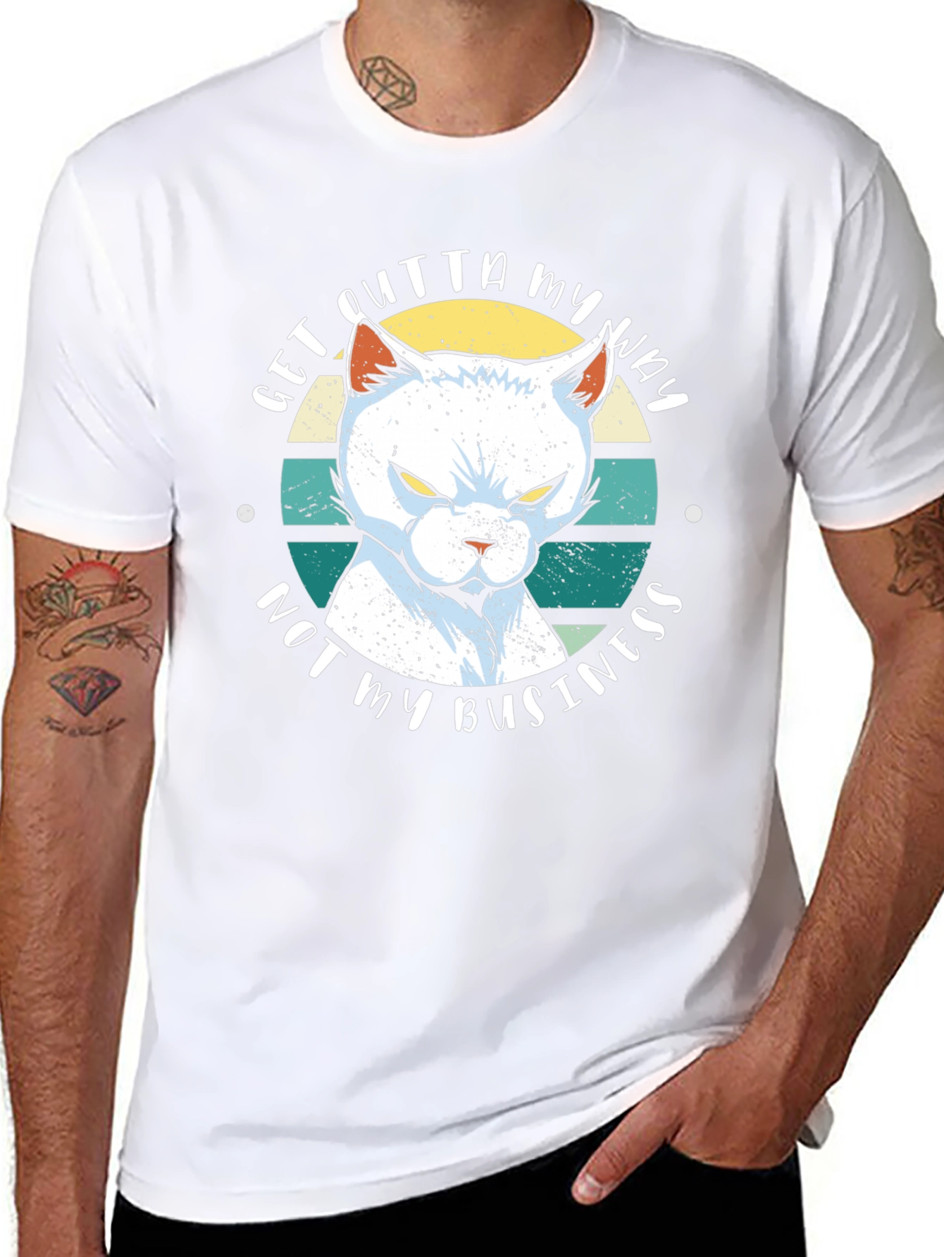 Sarcastic Cat Graphic T-Shirt - Get Outta My Way