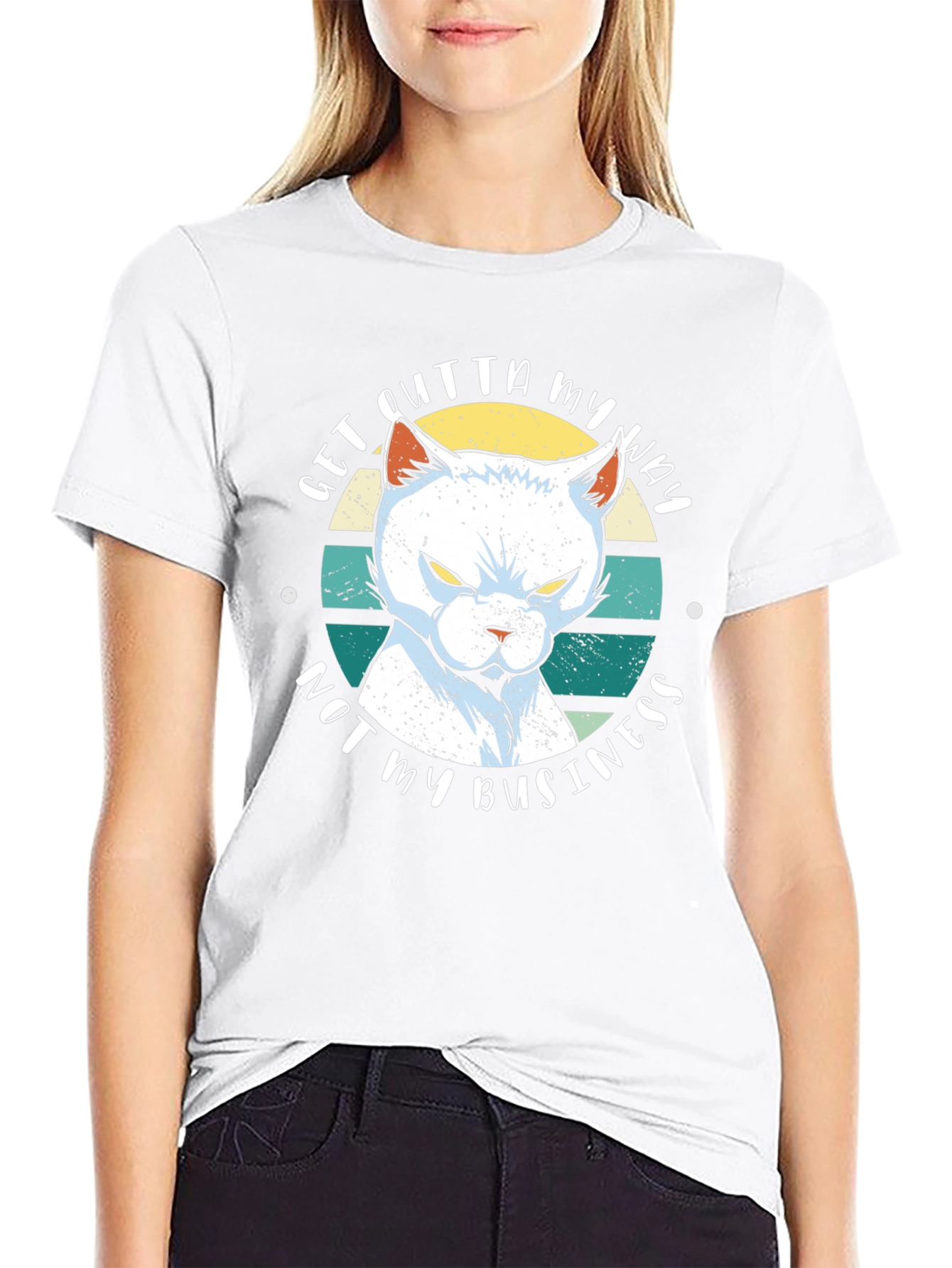 Sarcastic Cat Graphic T-Shirt - Get Outta My Way
