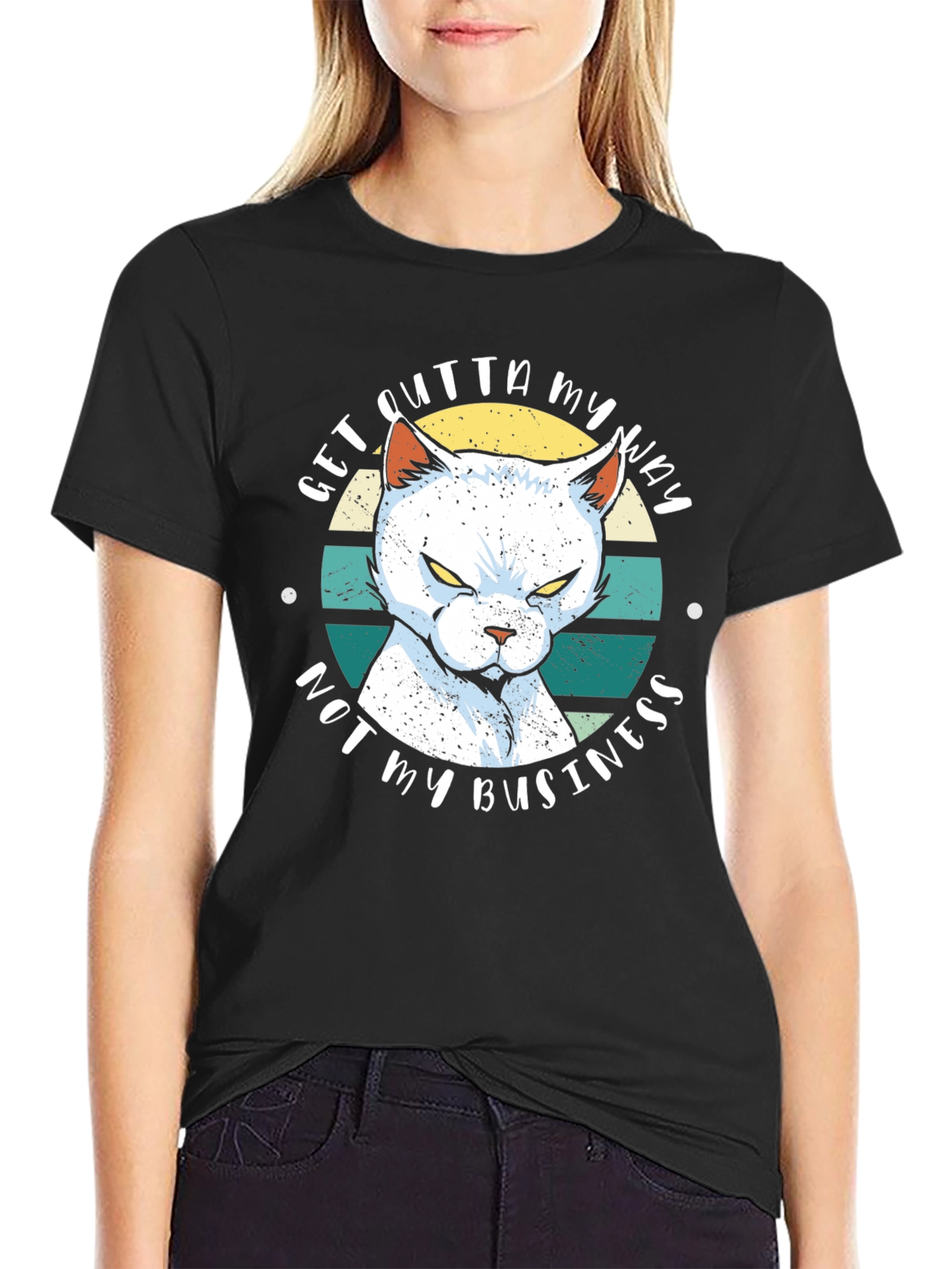 Sarcastic Cat Graphic T-Shirt - Get Outta My Way