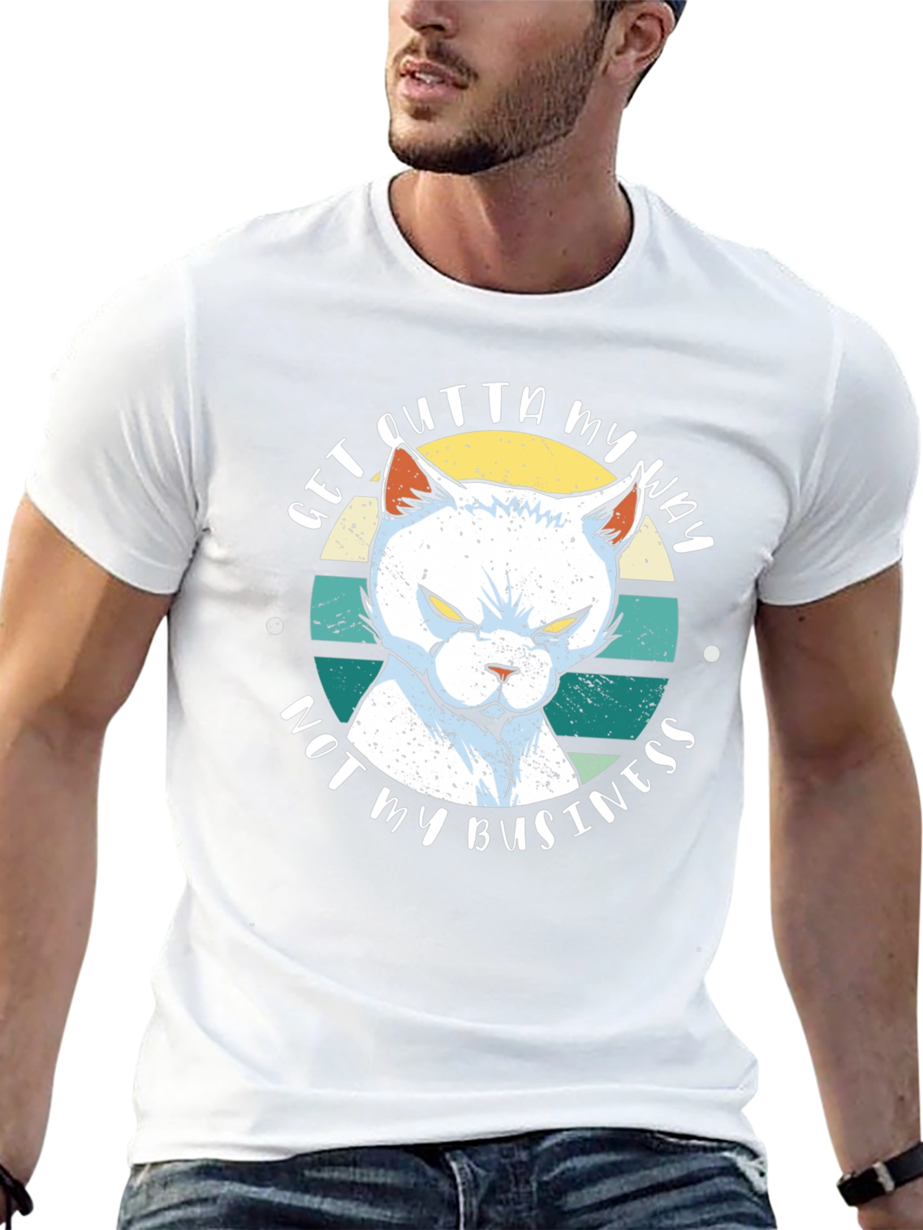 Sarcastic Cat Graphic T-Shirt - Get Outta My Way
