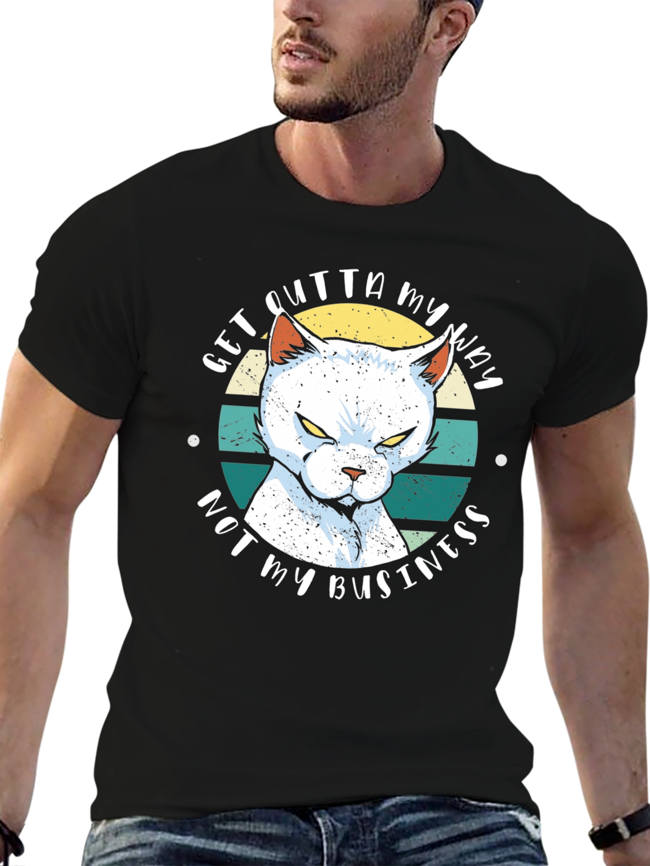 Sarcastic Cat Graphic T-Shirt - Get Outta My Way