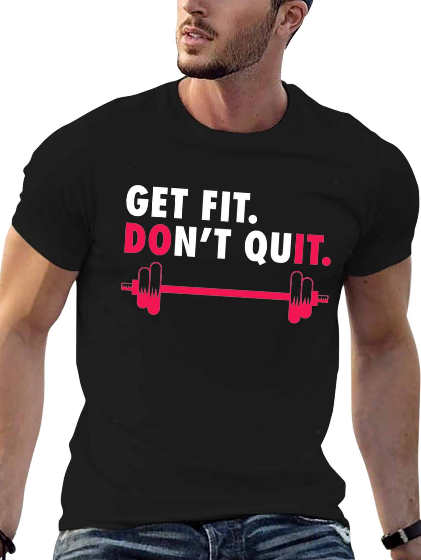 Get Fit Dont Quit Black Graphic Tee