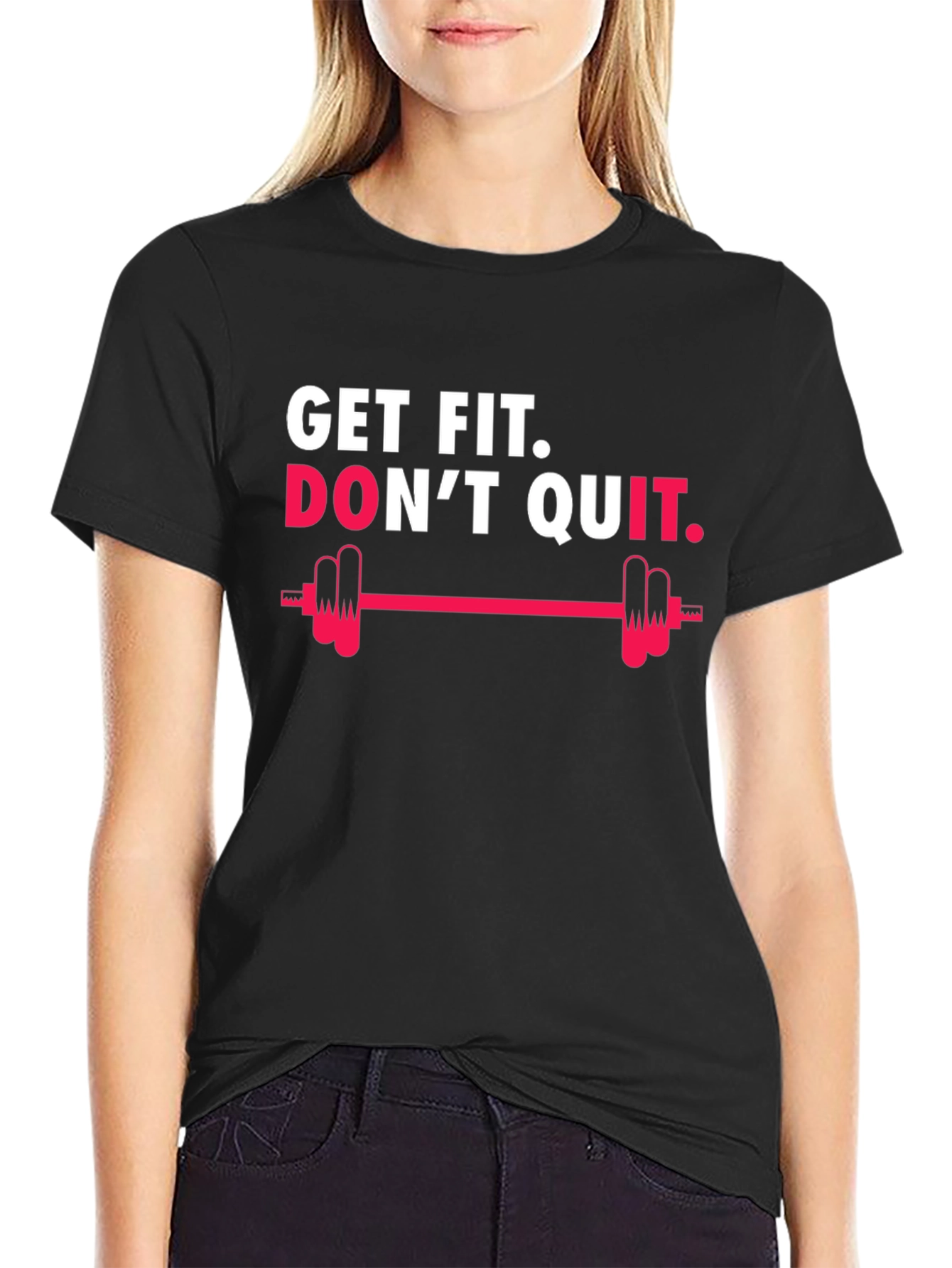 Get Fit Dont Quit Black Graphic Tee