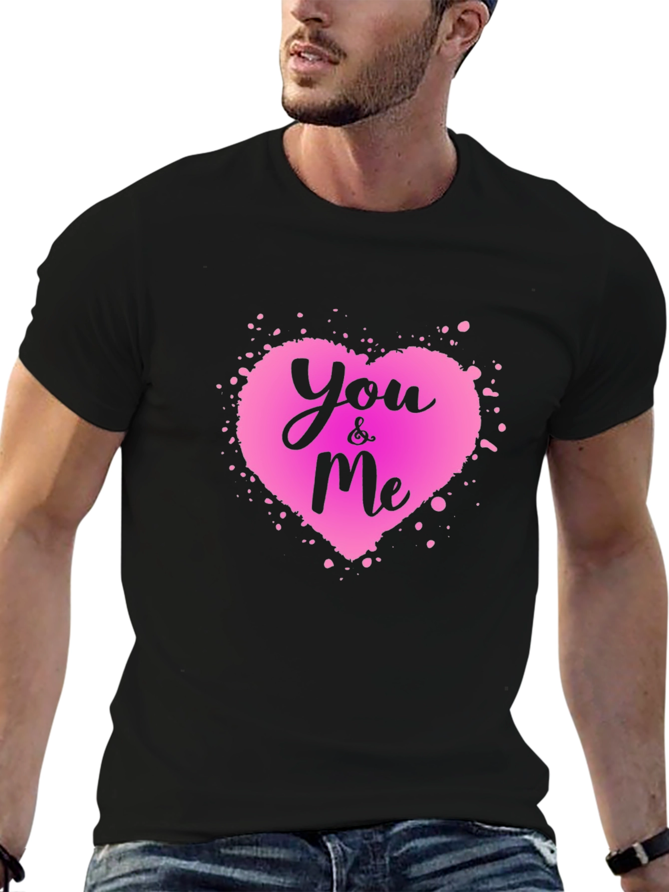 You & Me Heart Graphic Tee - Black