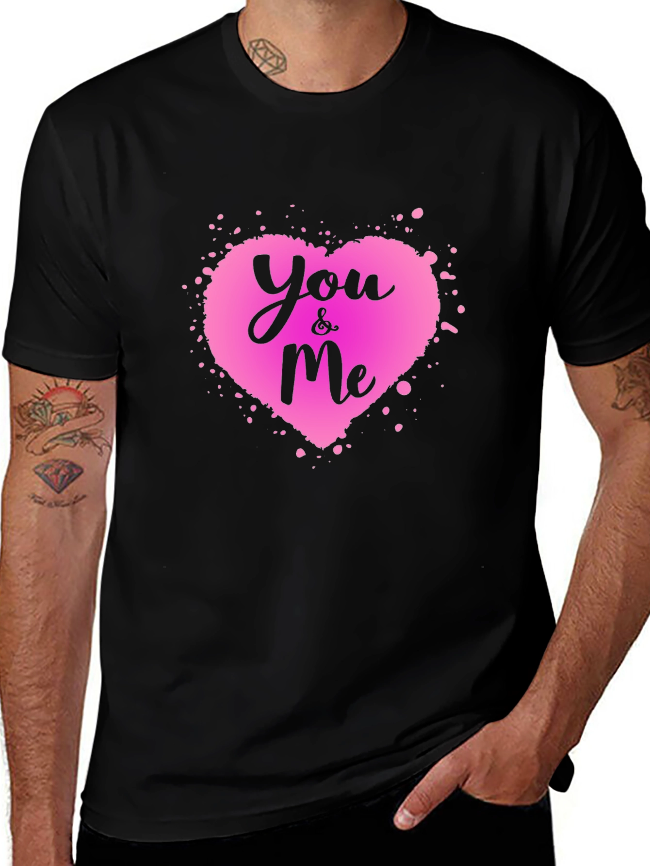 You & Me Heart Graphic Tee - Black