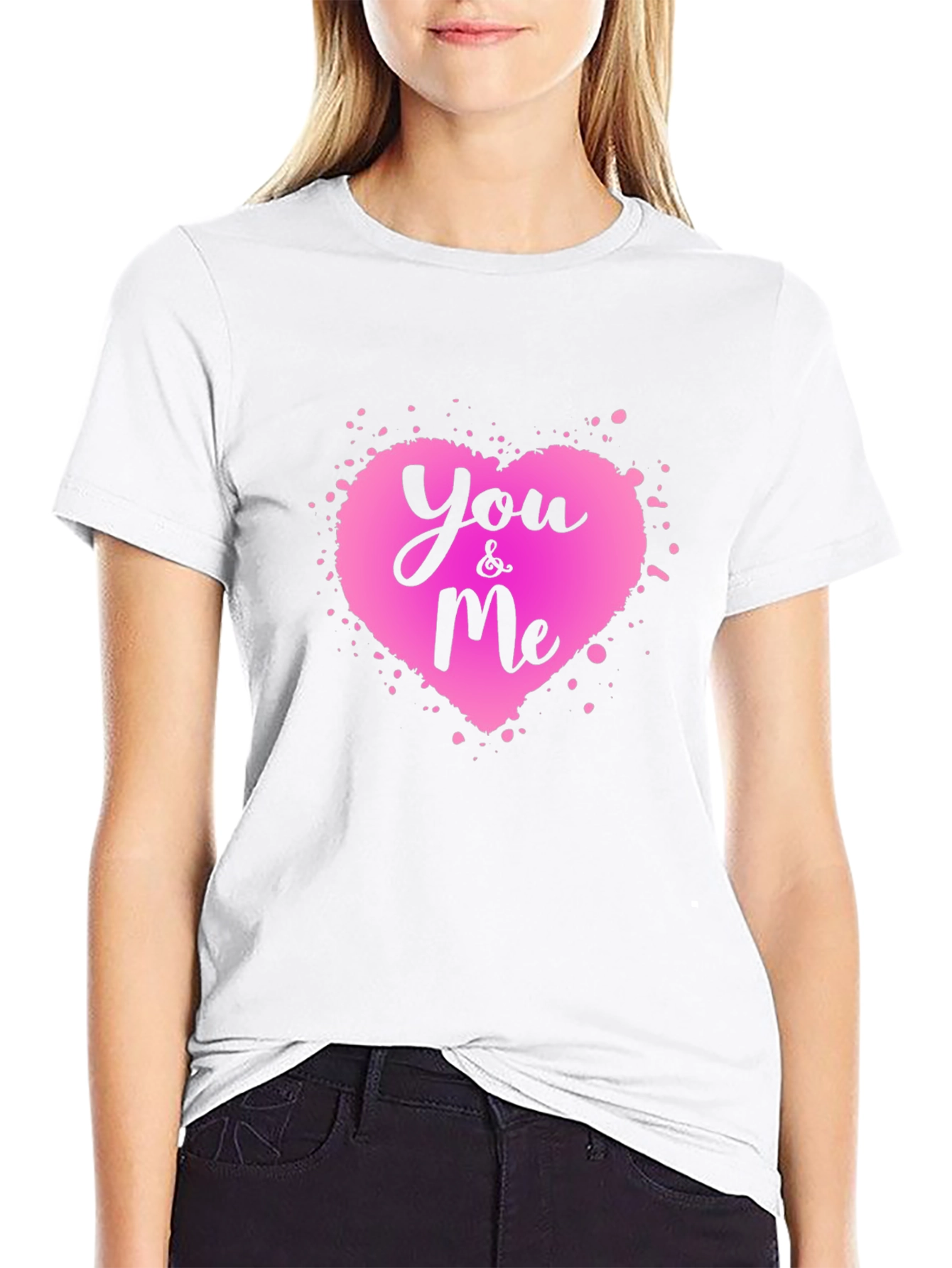 You & Me Heart Graphic Tee - Black