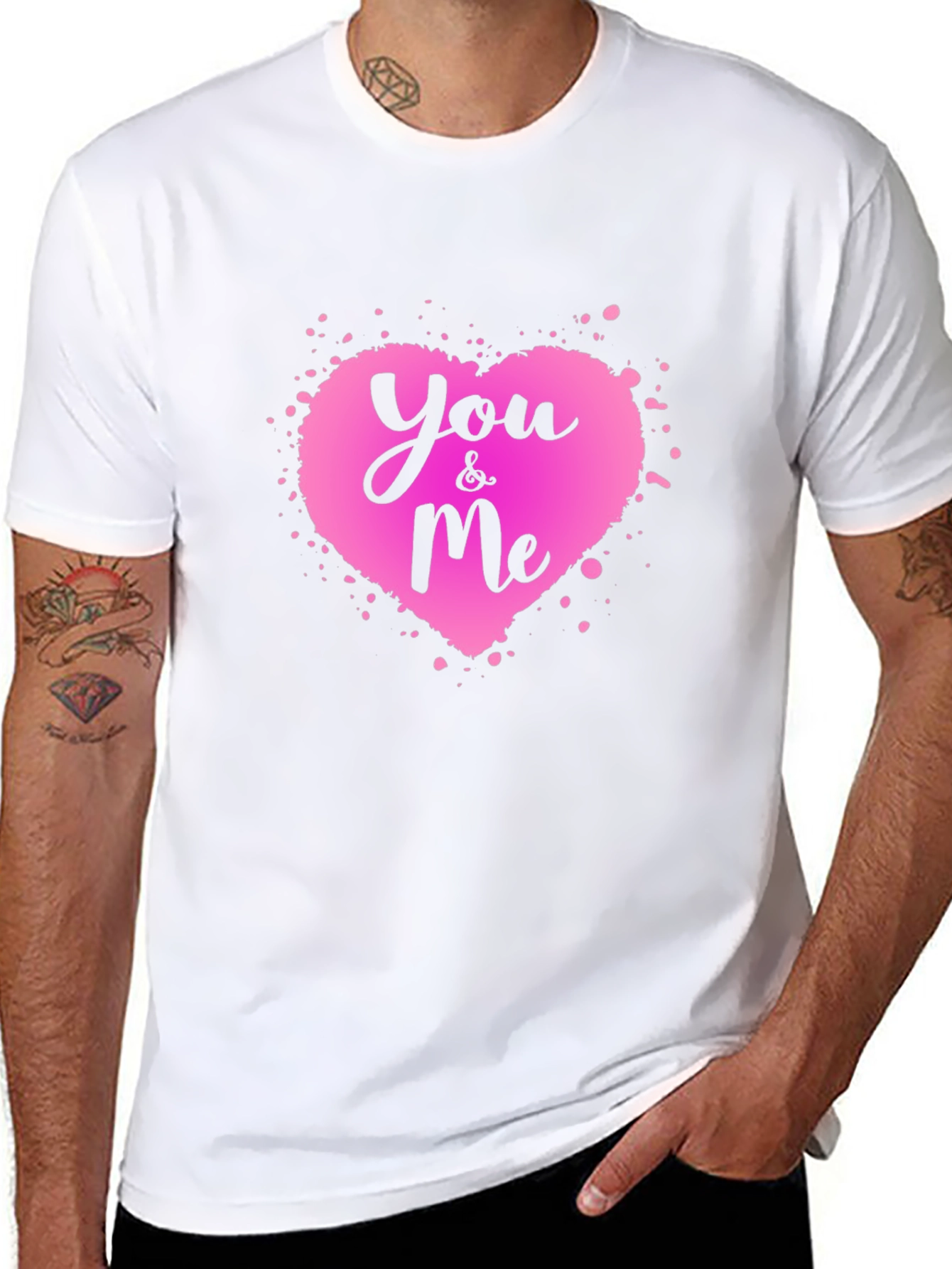 You & Me Heart Graphic Tee - Black